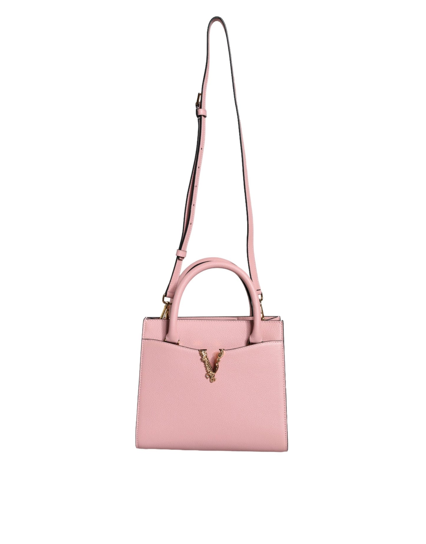 Fashionsarah.com Fashionsarah.com Versace Pink Small Top Handle Grainy Calf Leather Crossbody Bag