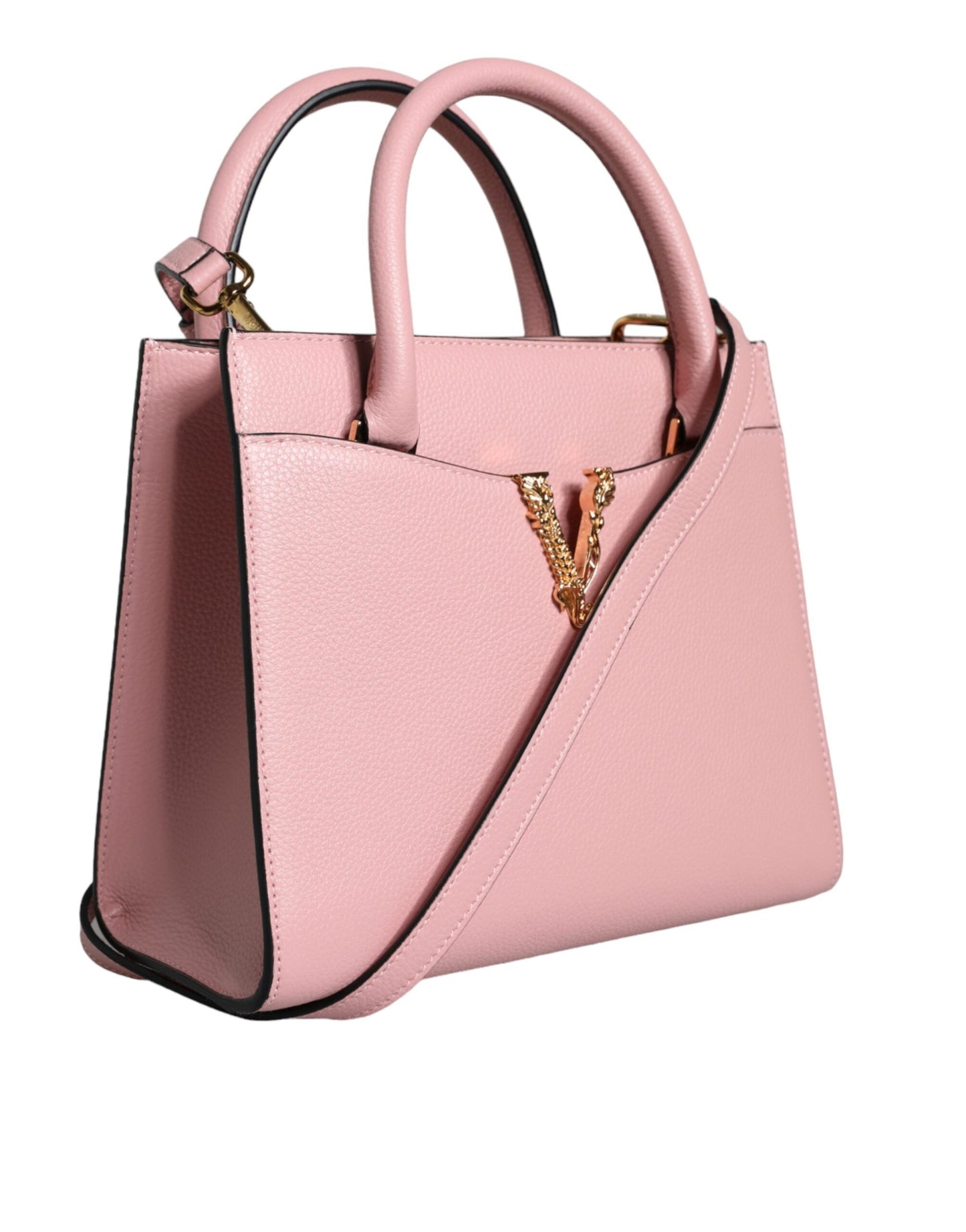 Fashionsarah.com Fashionsarah.com Versace Pink Small Top Handle Grainy Calf Leather Crossbody Bag