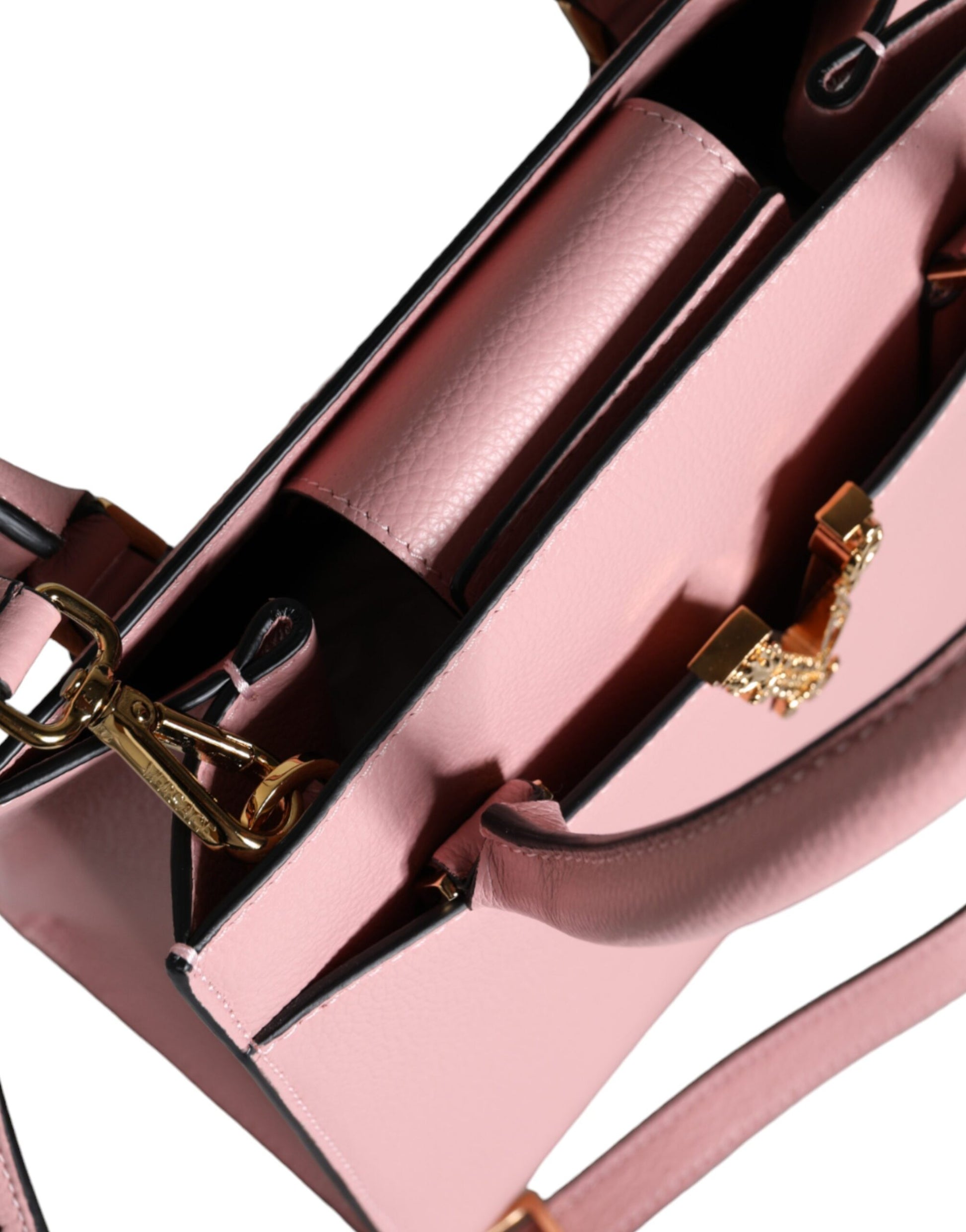 Fashionsarah.com Fashionsarah.com Versace Pink Small Top Handle Grainy Calf Leather Crossbody Bag