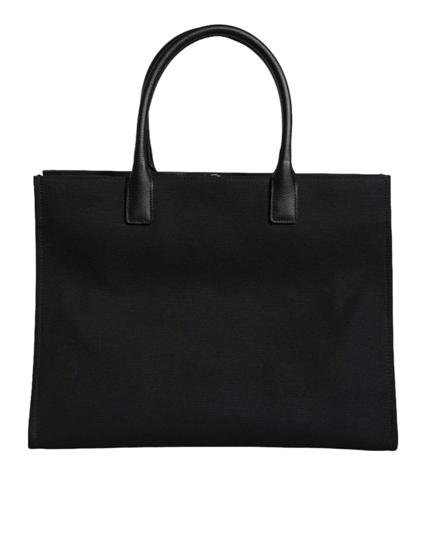 Fashionsarah.com Fashionsarah.com Versace Black Top Handle Canvas Leather Logo Shopping Tote Bag