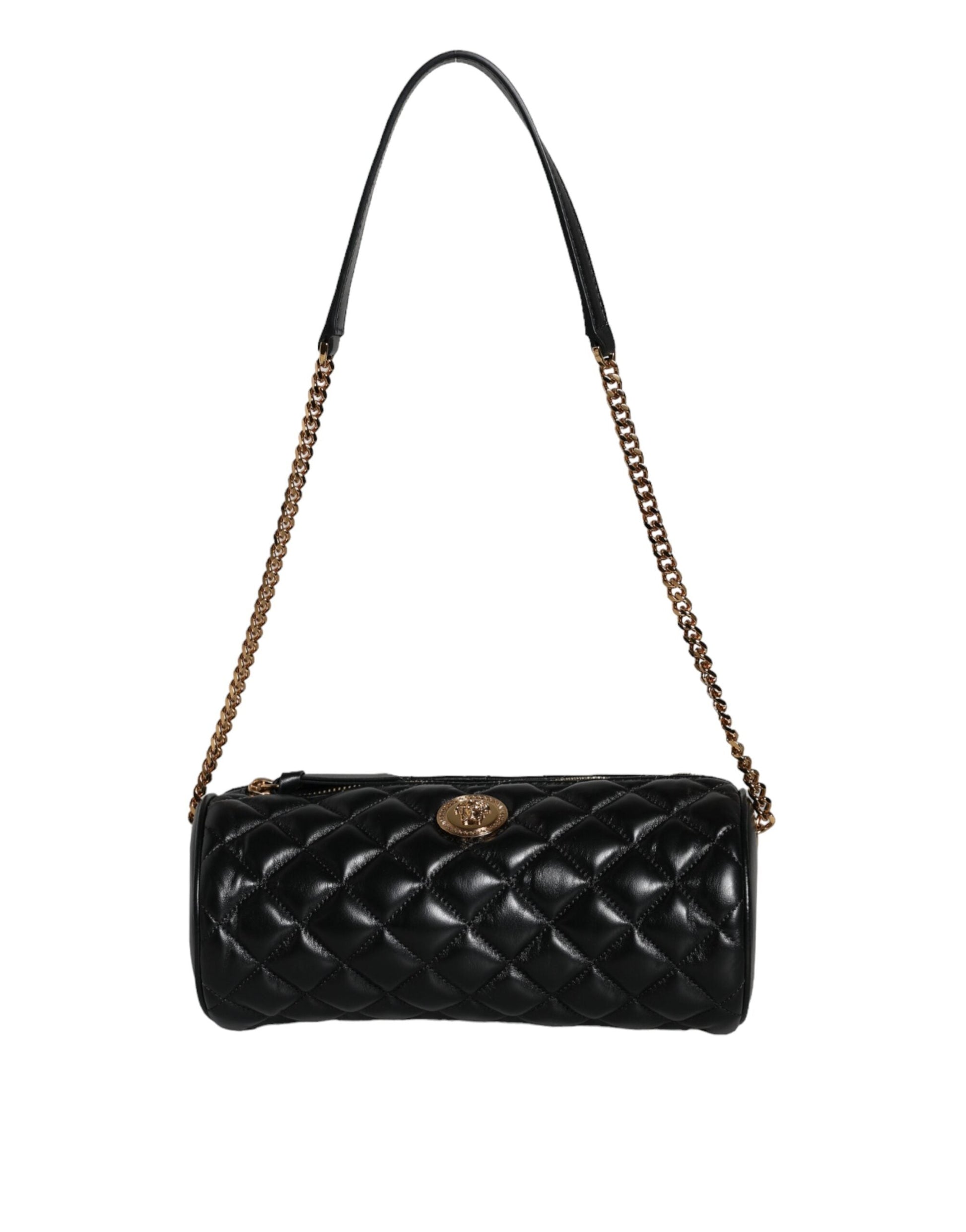 Fashionsarah.com Fashionsarah.com Versace Black Mini Quilted Lambskin Leather Crossbody Sling Bag