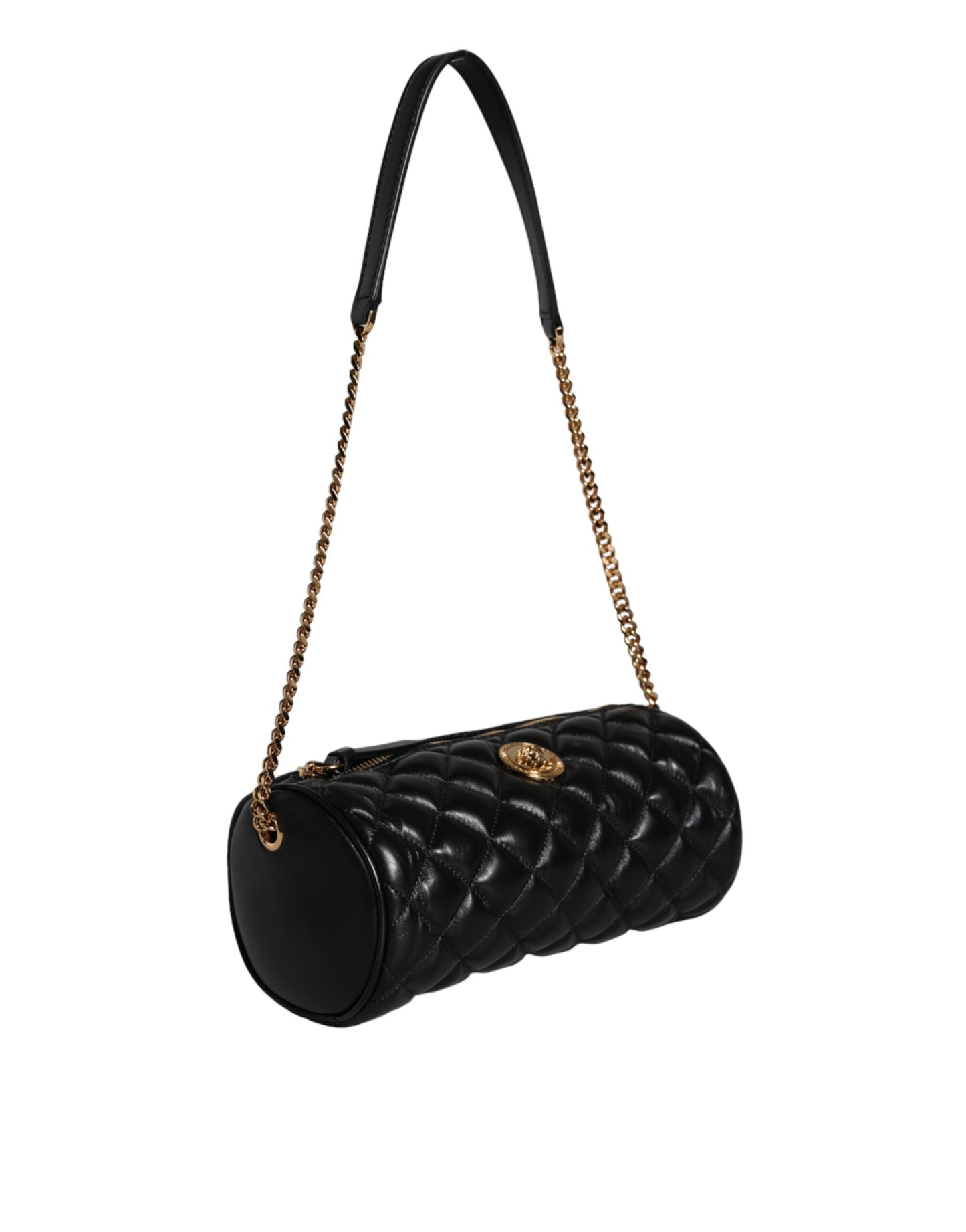 Fashionsarah.com Fashionsarah.com Versace Black Mini Quilted Lambskin Leather Crossbody Sling Bag