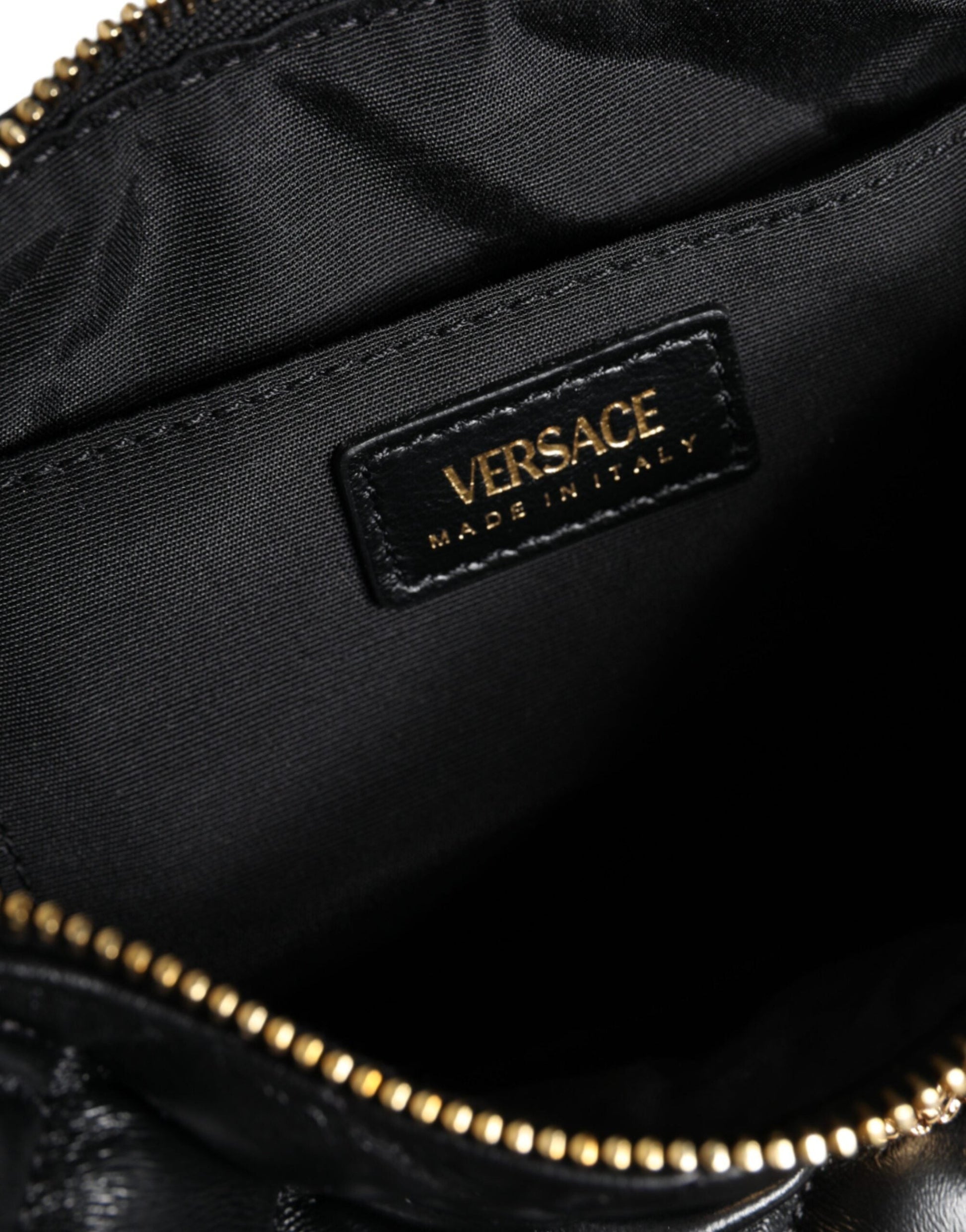 Fashionsarah.com Fashionsarah.com Versace Black Mini Quilted Lambskin Leather Crossbody Sling Bag