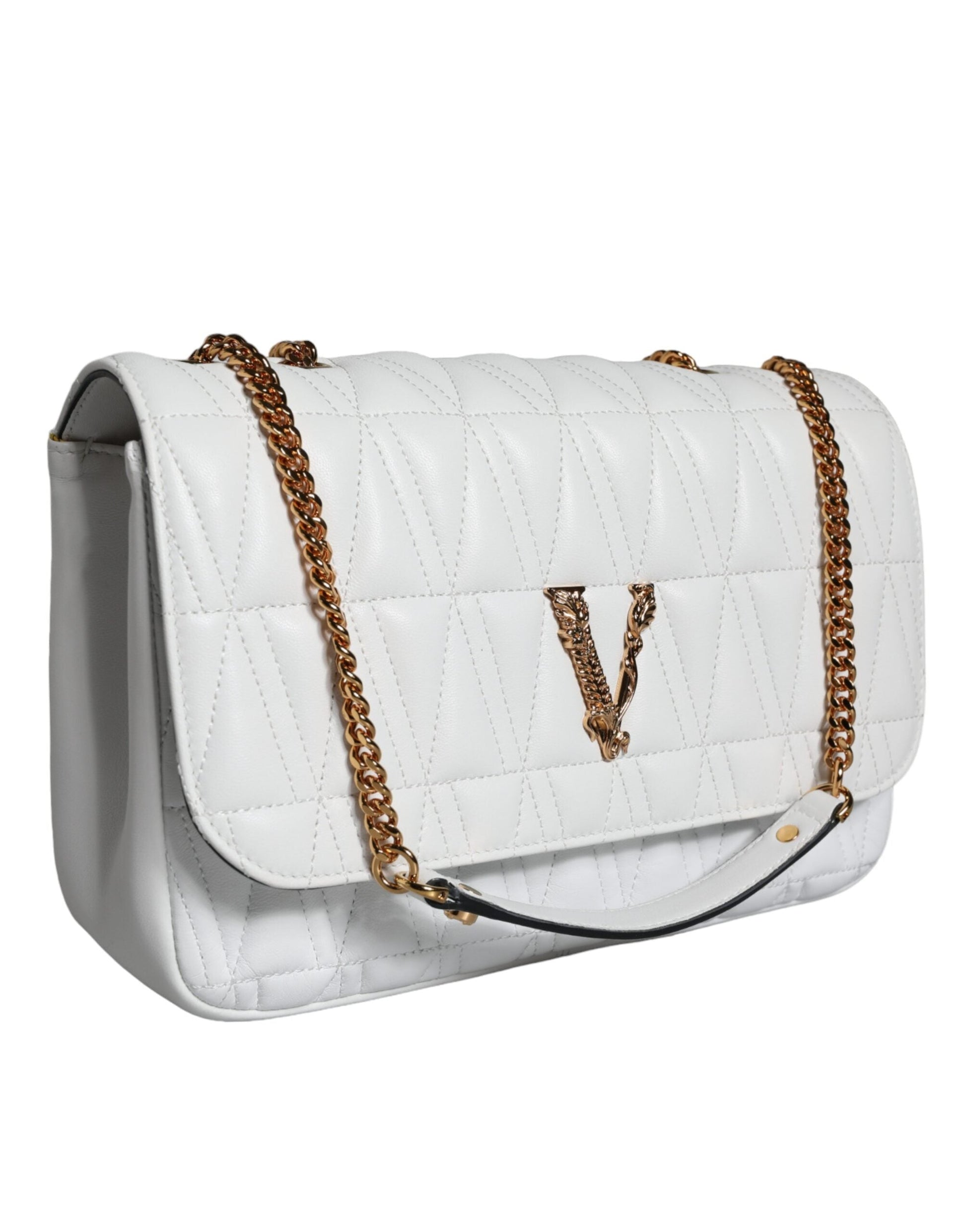 Fashionsarah.com Fashionsarah.com Versace White Mini Nappa Leather Crossbody Shoulder Bag