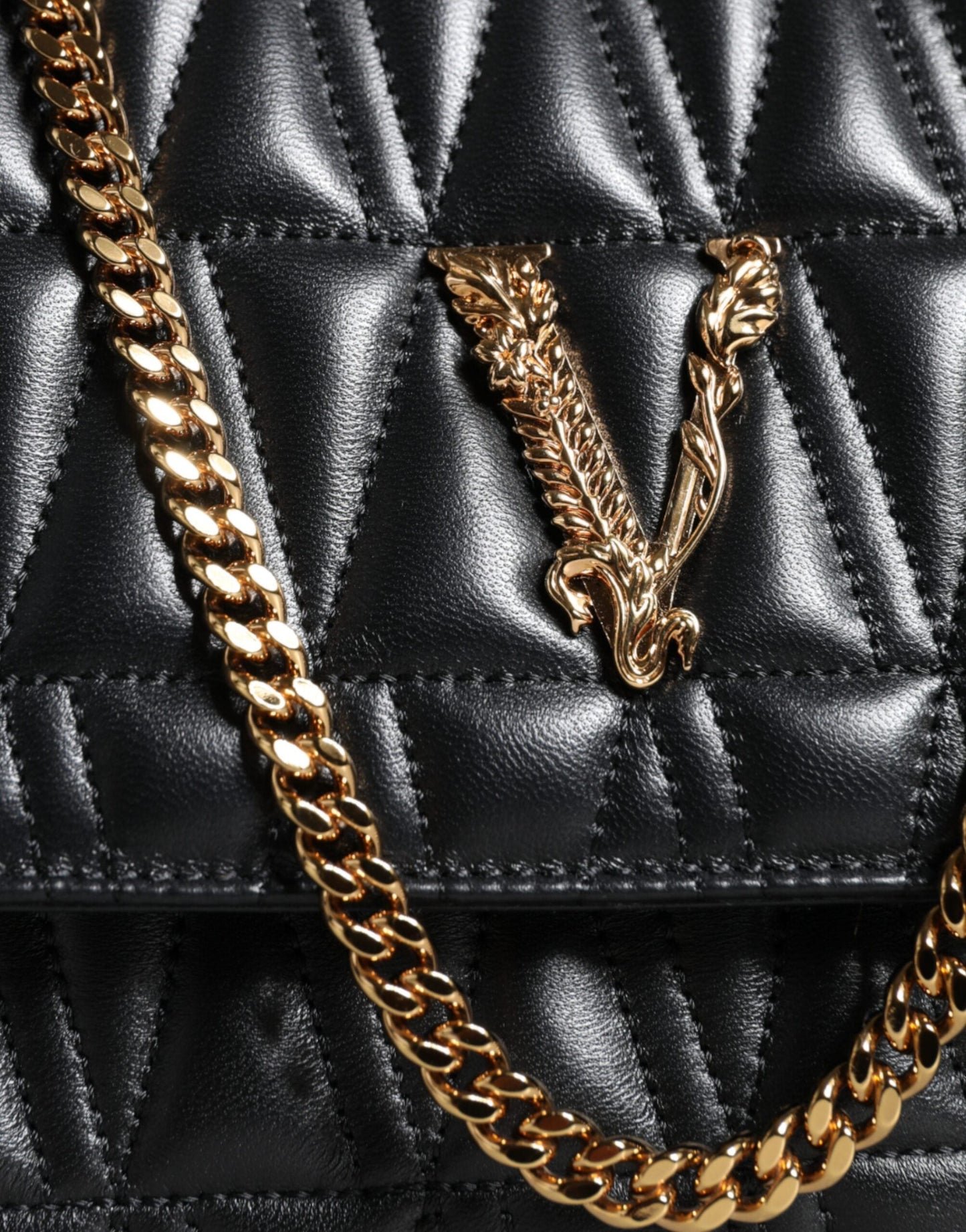 Fashionsarah.com Fashionsarah.com Versace Black Mini Nappa Leather Crossbody Shoulder Bag