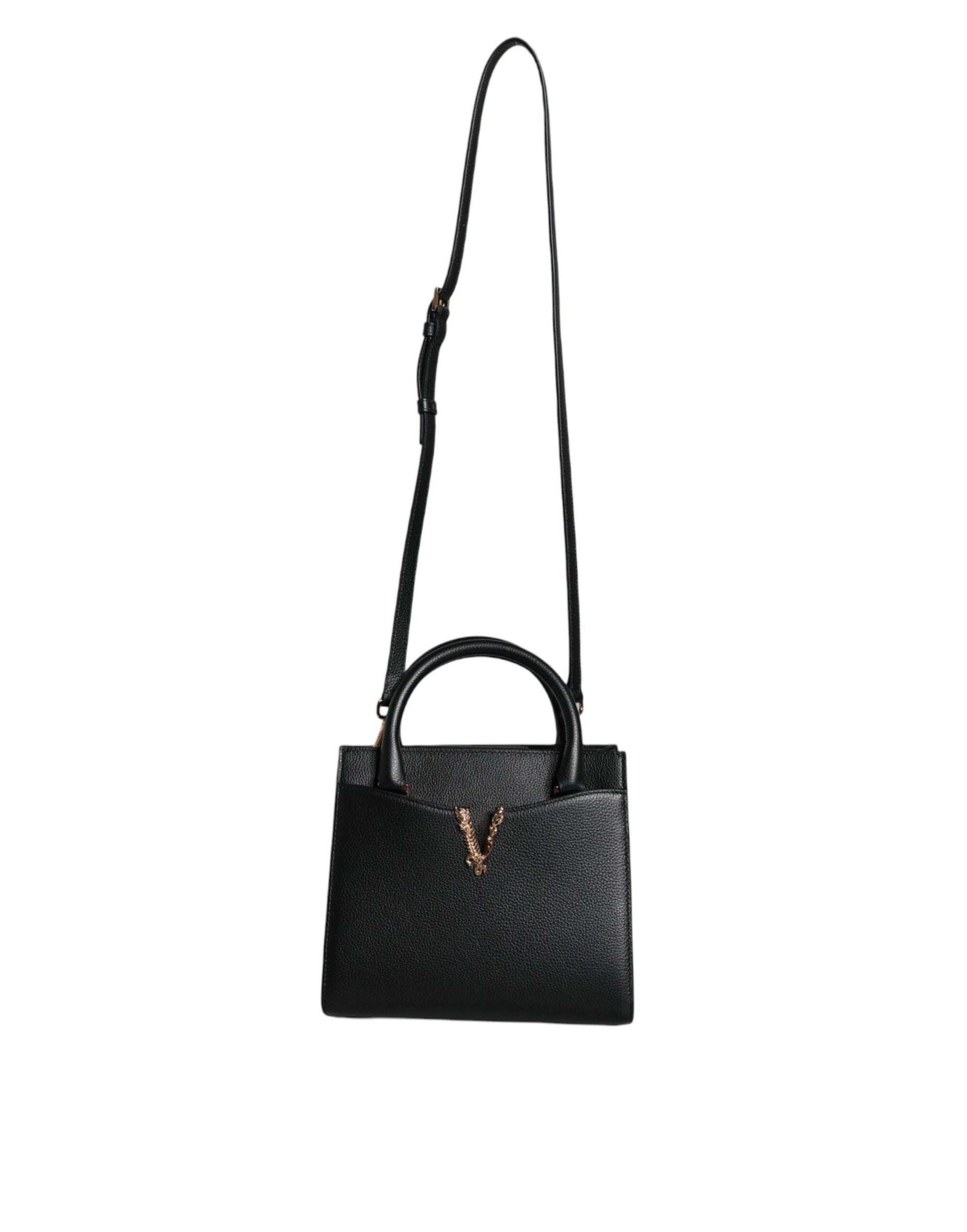 Fashionsarah.com Fashionsarah.com Versace Black Small Leather TopHandle Shoulder Crossbody Bag