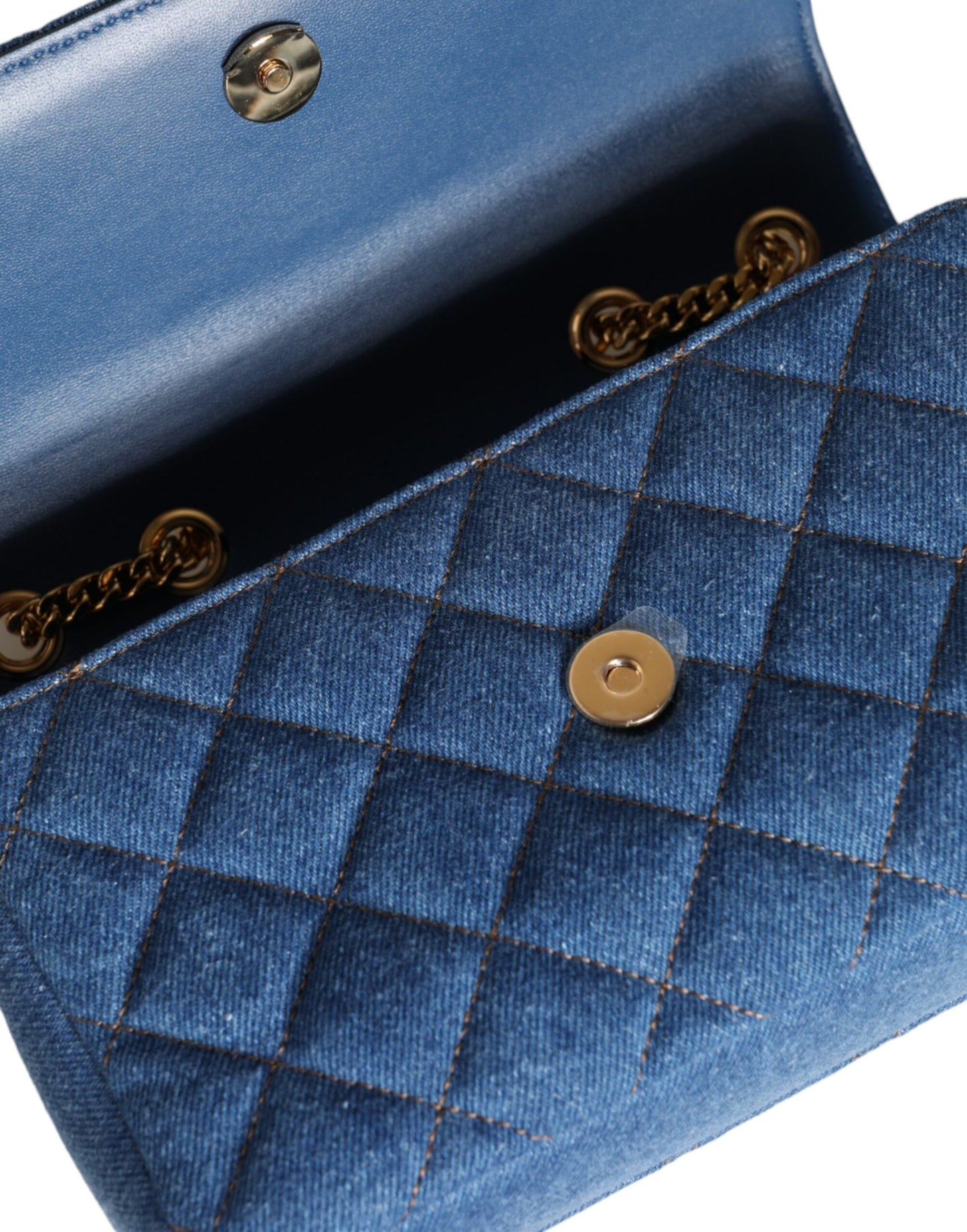 Versace Blue Quilted Denim Leather Crossbody Shoulder Bag | Fashionsarah.com