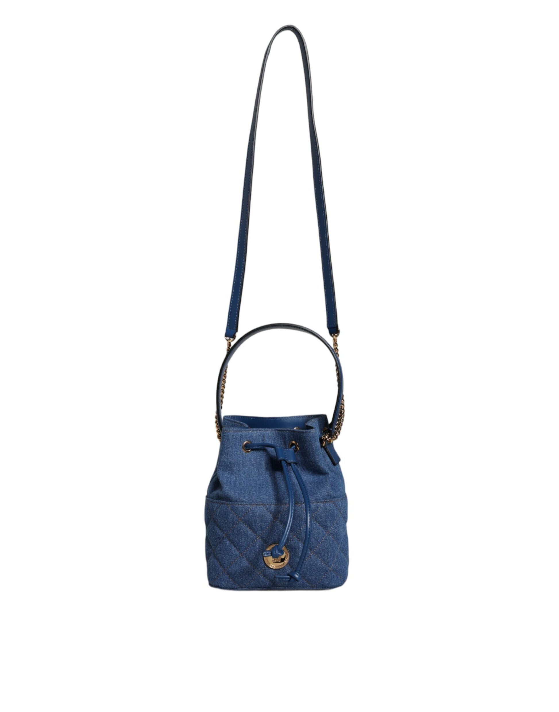 Versace Blue Quilted Denim Leather Crossbody Shoulder Bag | Fashionsarah.com