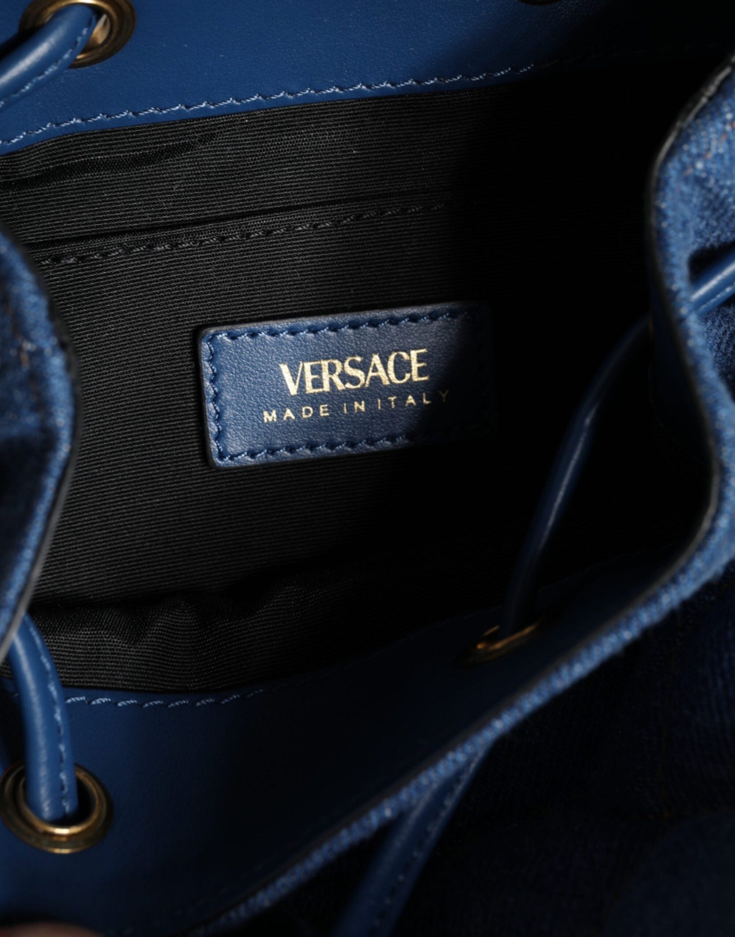 Versace Blue Quilted Denim Leather Crossbody Shoulder Bag | Fashionsarah.com