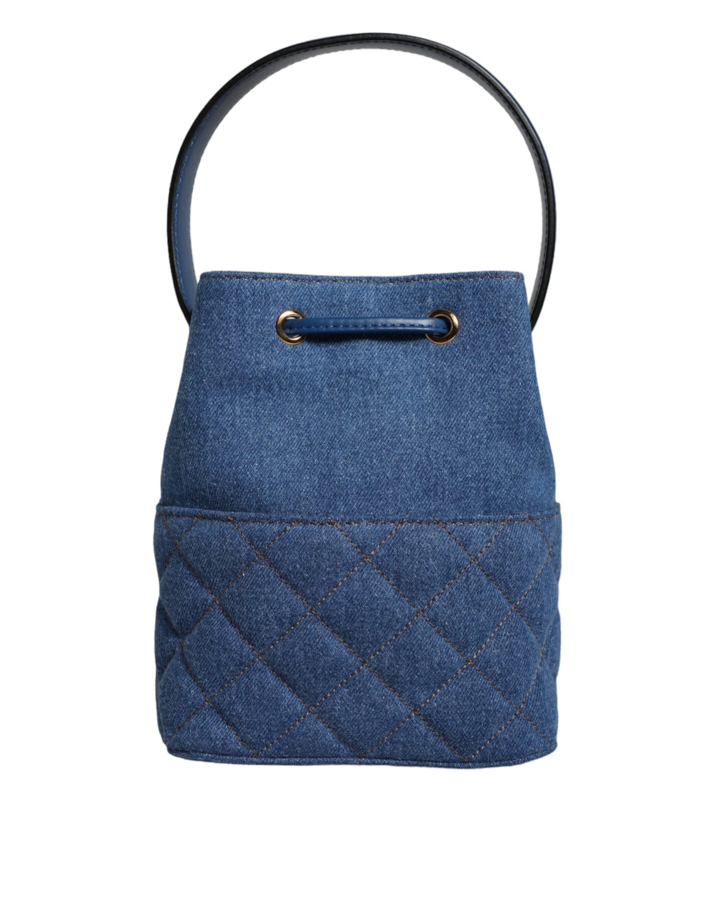 Versace Blue Quilted Denim Leather Crossbody Shoulder Bag | Fashionsarah.com