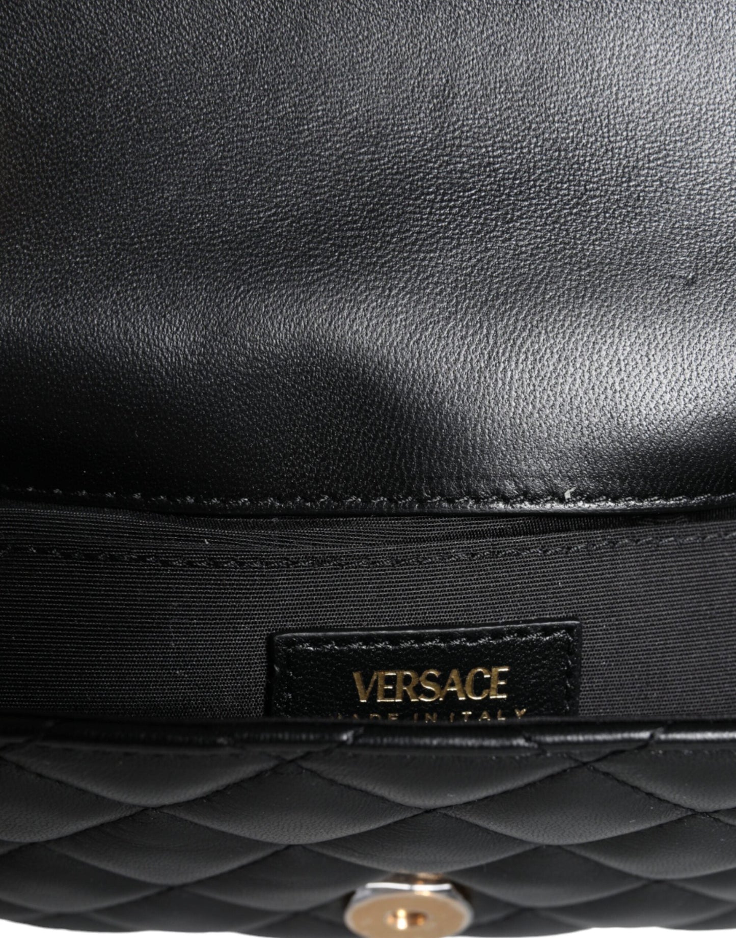 Versace Black Quilted Lambskin Leather Crossbody Shoulder Bag | Fashionsarah.com