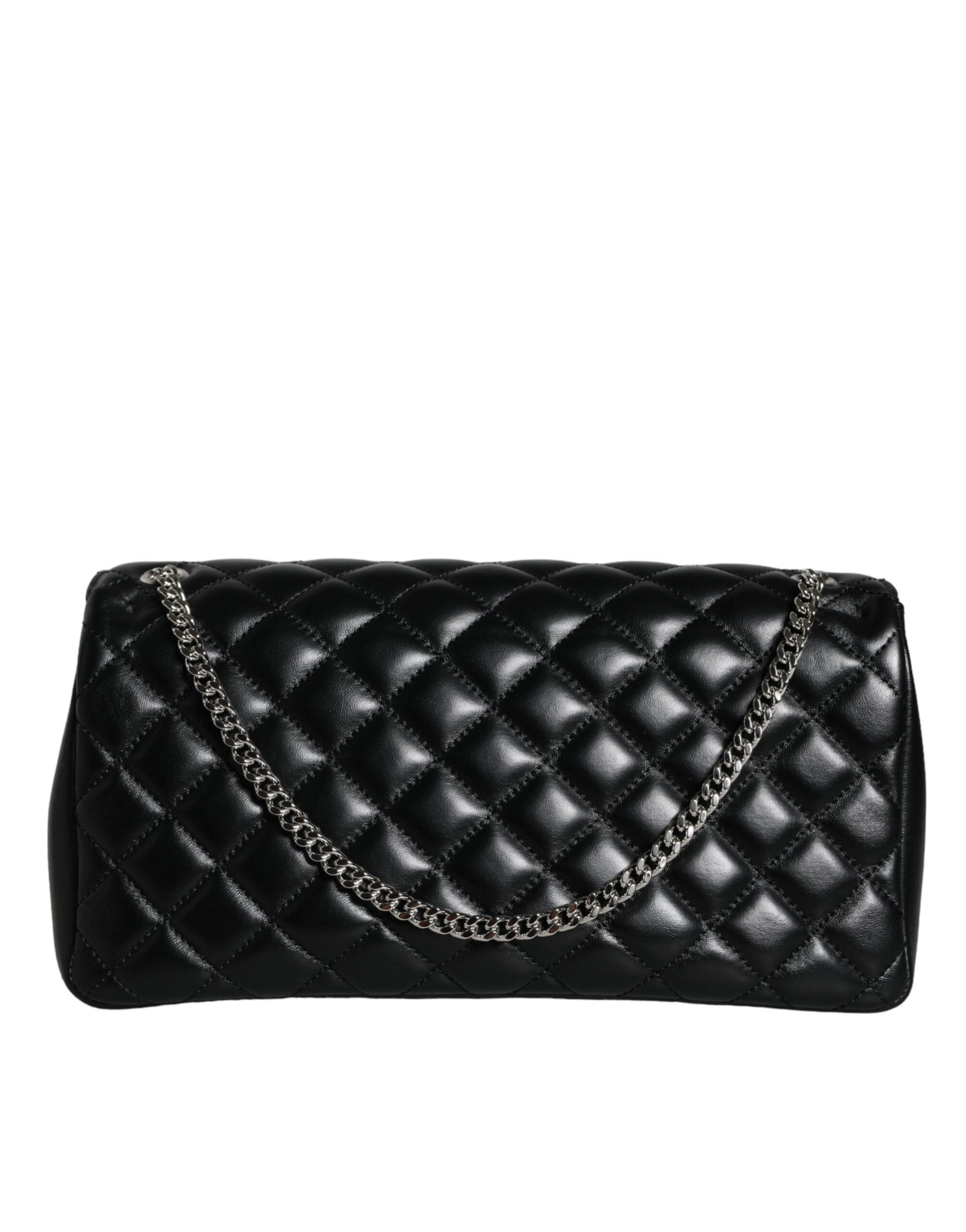 Fashionsarah.com Fashionsarah.com Versace Black Quilted Lambskin Leather Crossbody Shoulder Bag