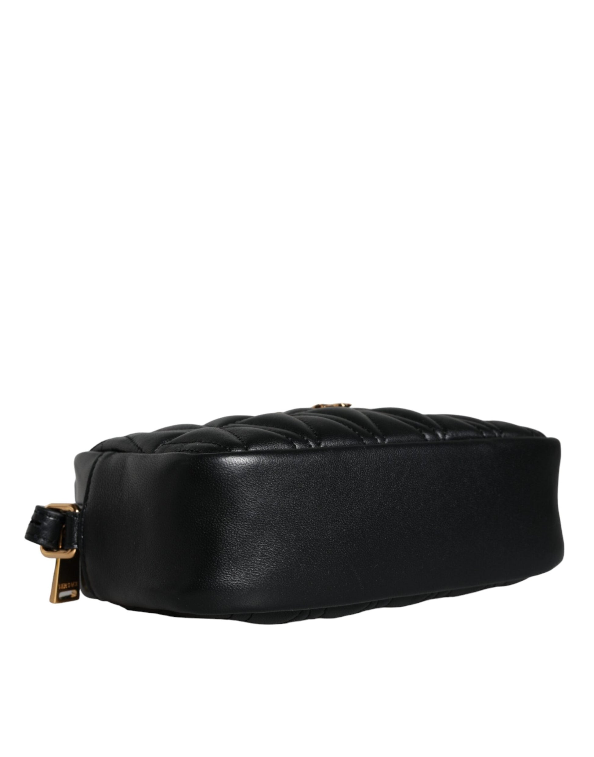 Versace Black Quilted Lamb Leather Camera Case Shoulder Bag | Fashionsarah.com