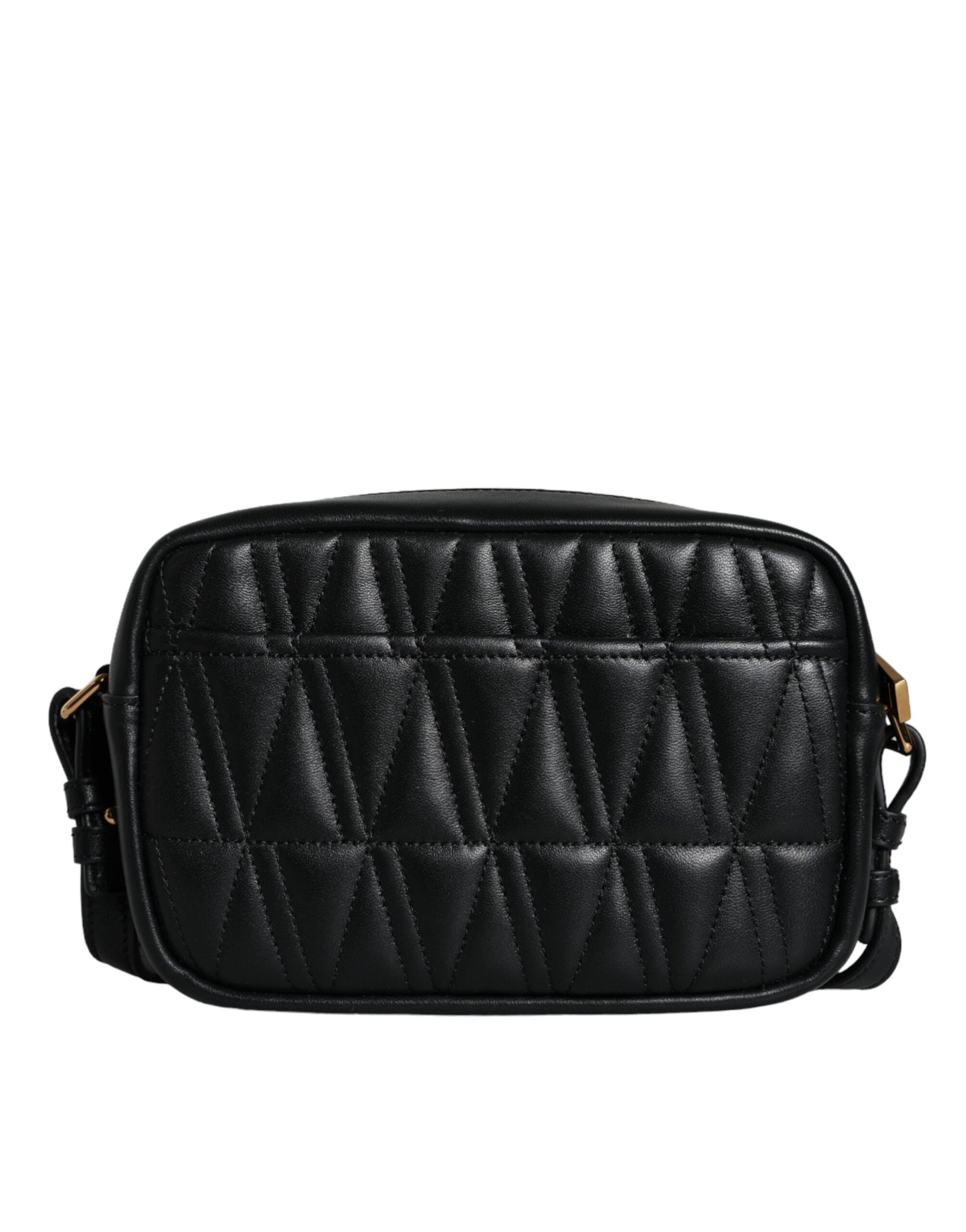 Versace Black Quilted Lamb Leather Camera Case Shoulder Bag | Fashionsarah.com