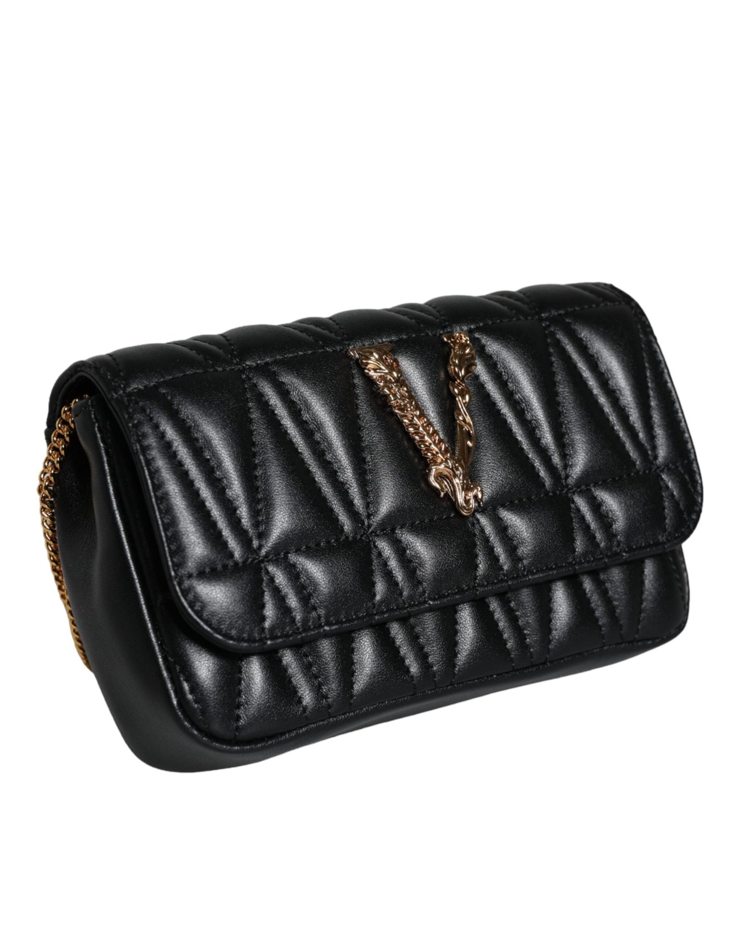 Versace Black Mini Nappa Leather Crossbody Shoulder Bag | Fashionsarah.com