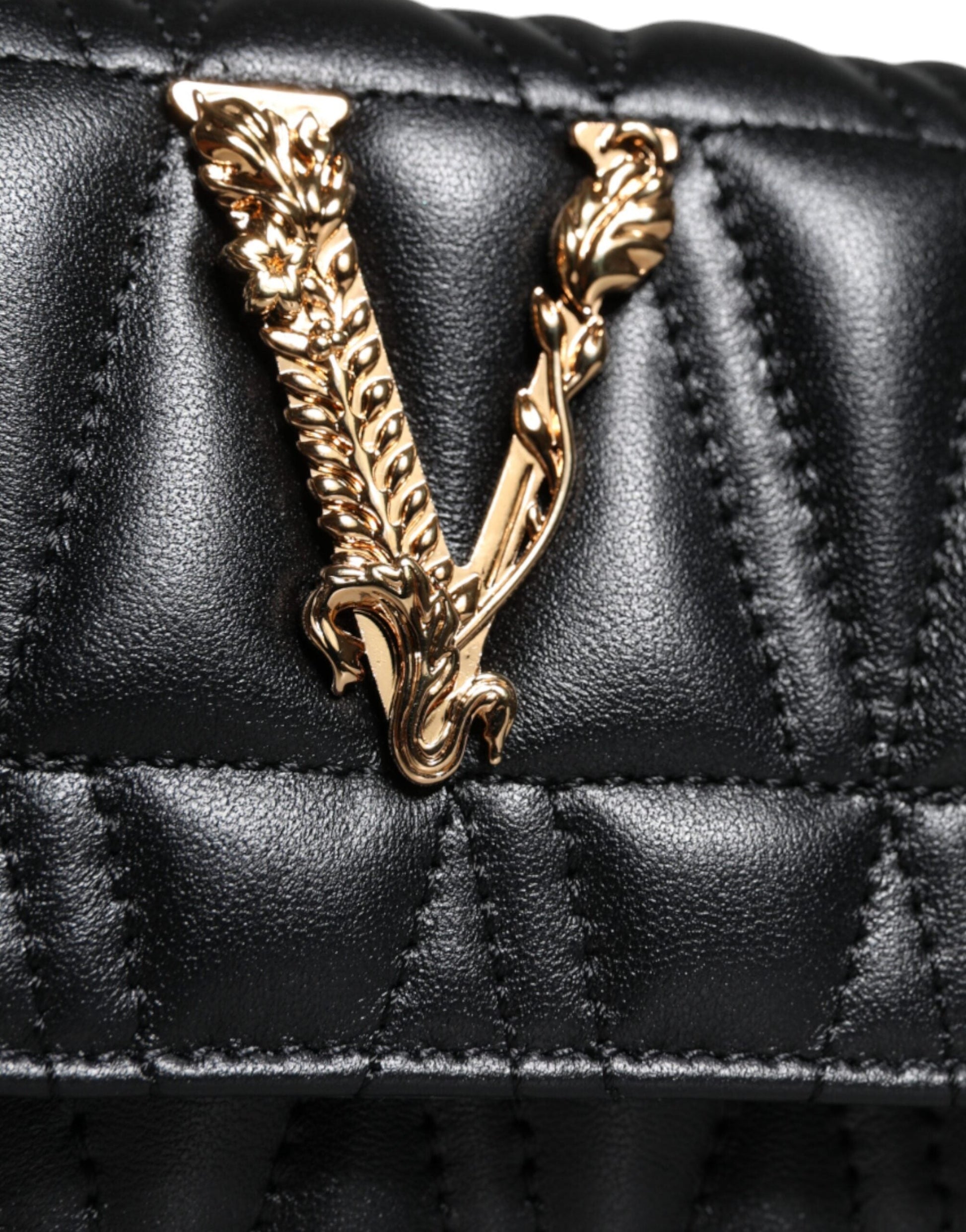 Versace Black Mini Nappa Leather Crossbody Shoulder Bag | Fashionsarah.com