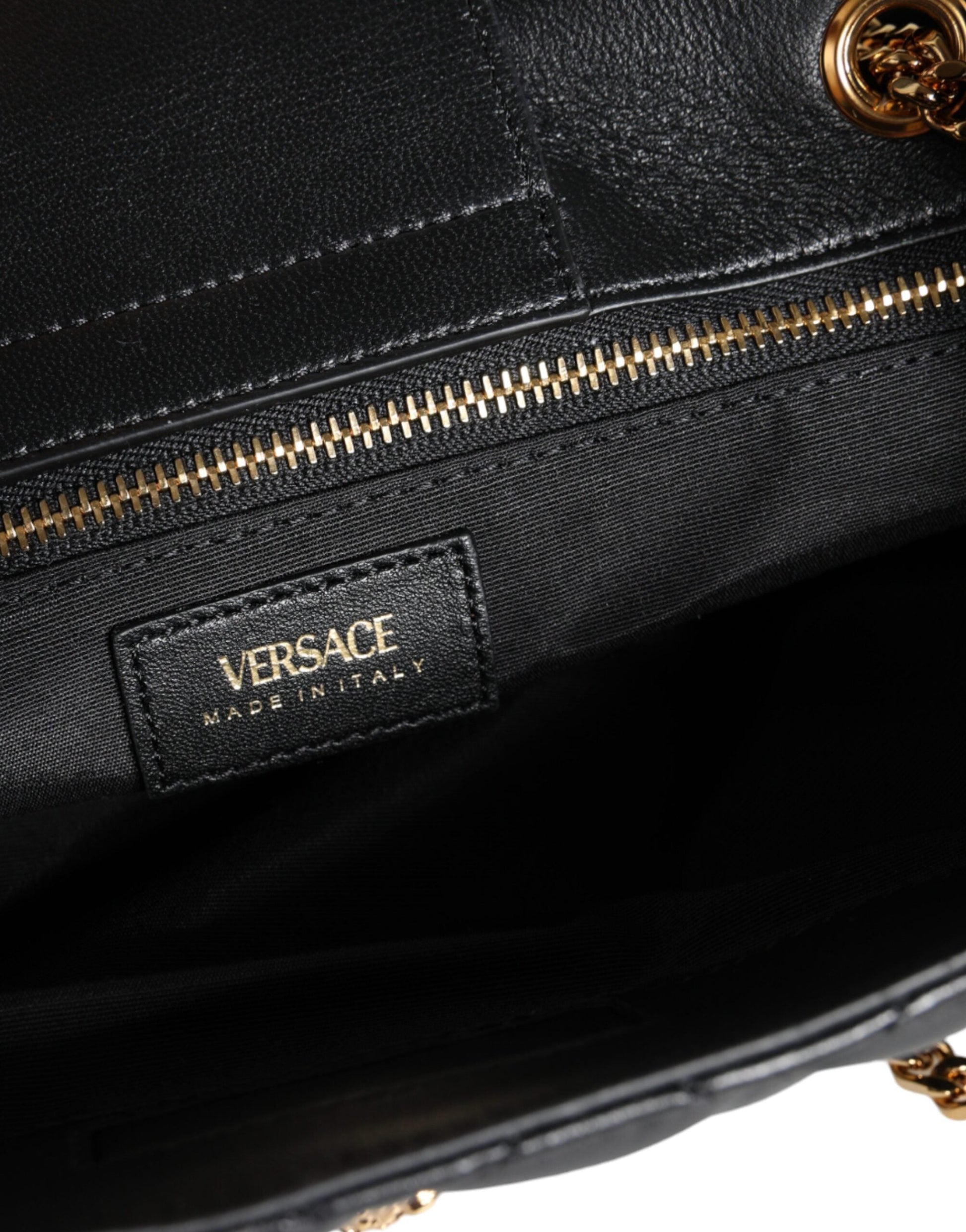 Versace Black Quilted Nappa Leather Shoulder Chain Strap Bag | Fashionsarah.com