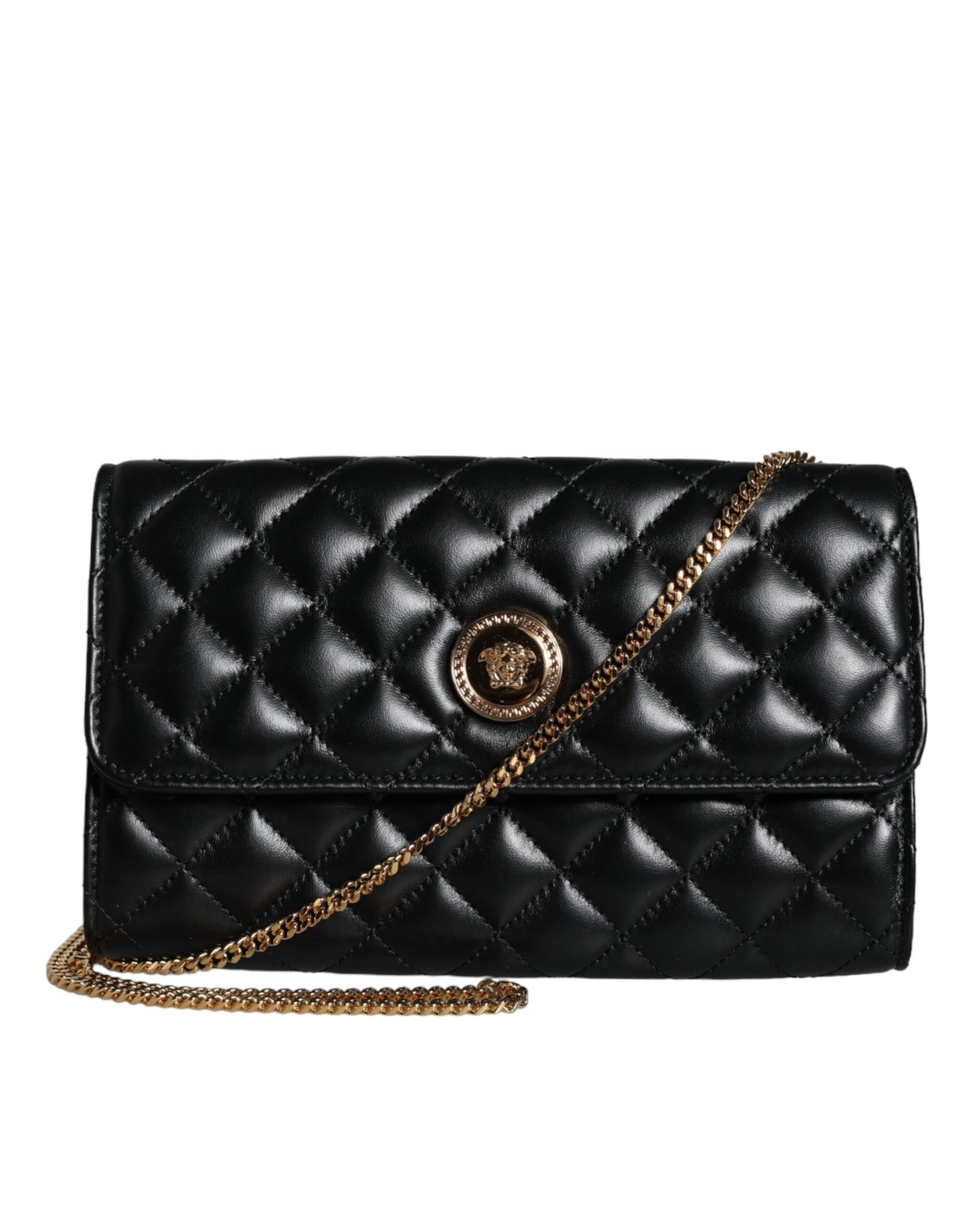 Fashionsarah.com Fashionsarah.com Versace Black Quilted Nappa Leather Crossbody Shoulder Bag