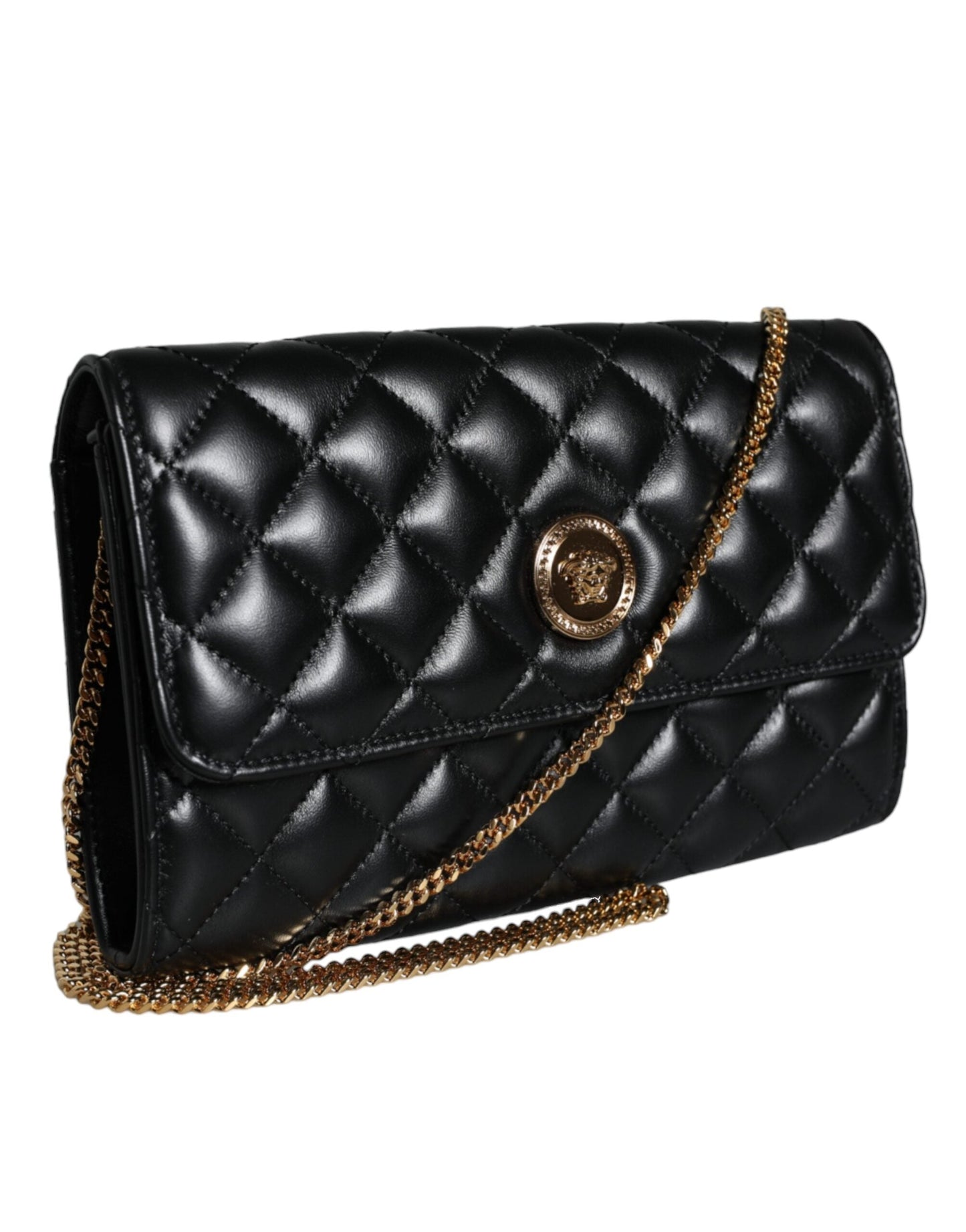 Fashionsarah.com Fashionsarah.com Versace Black Quilted Nappa Leather Crossbody Shoulder Bag