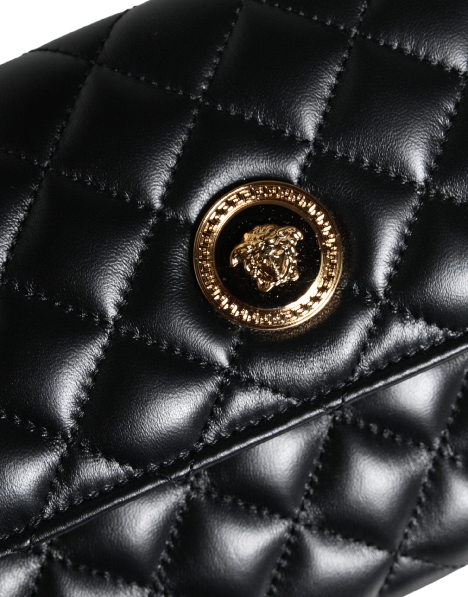 Fashionsarah.com Fashionsarah.com Versace Black Quilted Nappa Leather Crossbody Shoulder Bag