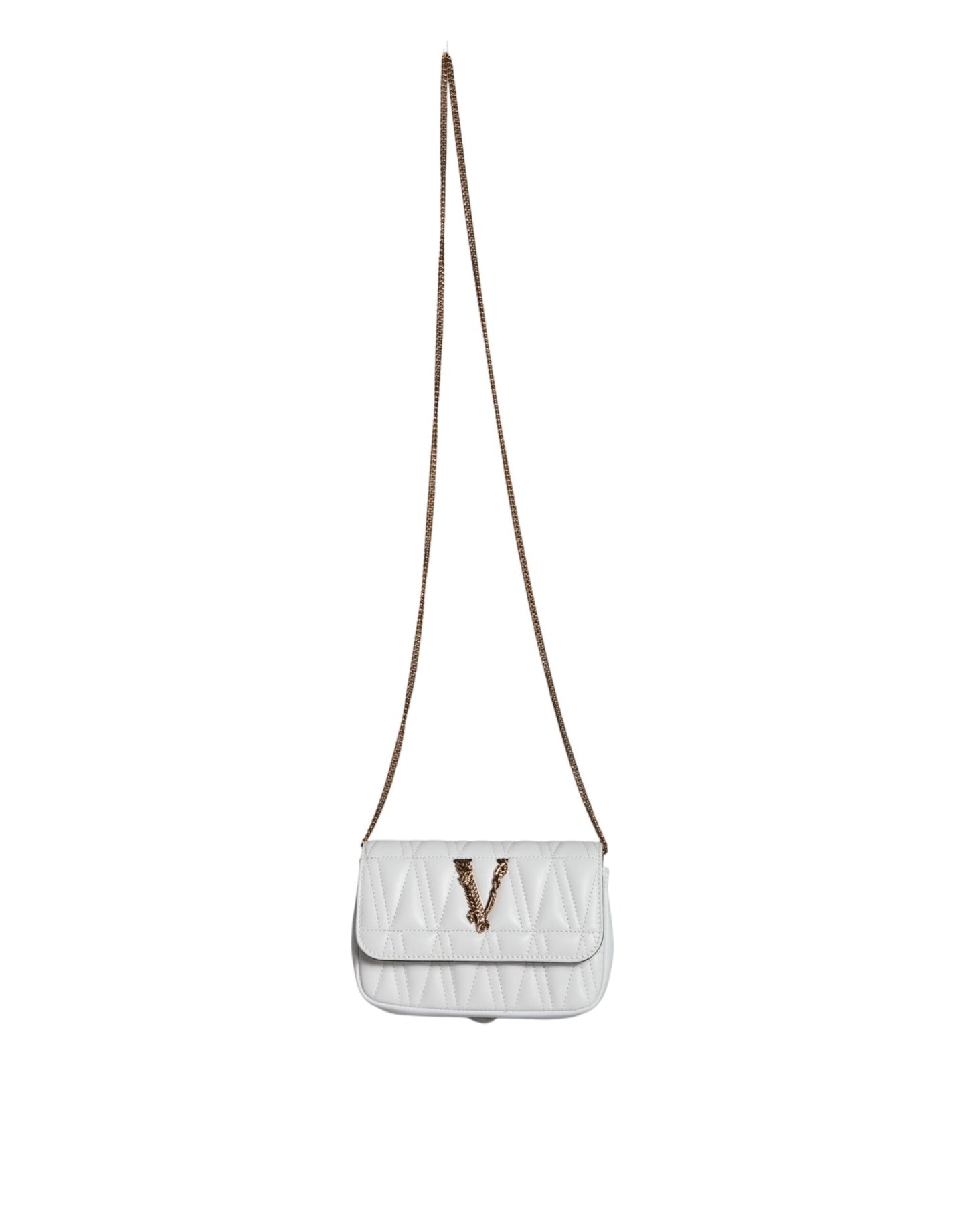 Fashionsarah.com Fashionsarah.com Versace White Quilted Nappa Leather Crossbody Shoulder Bag