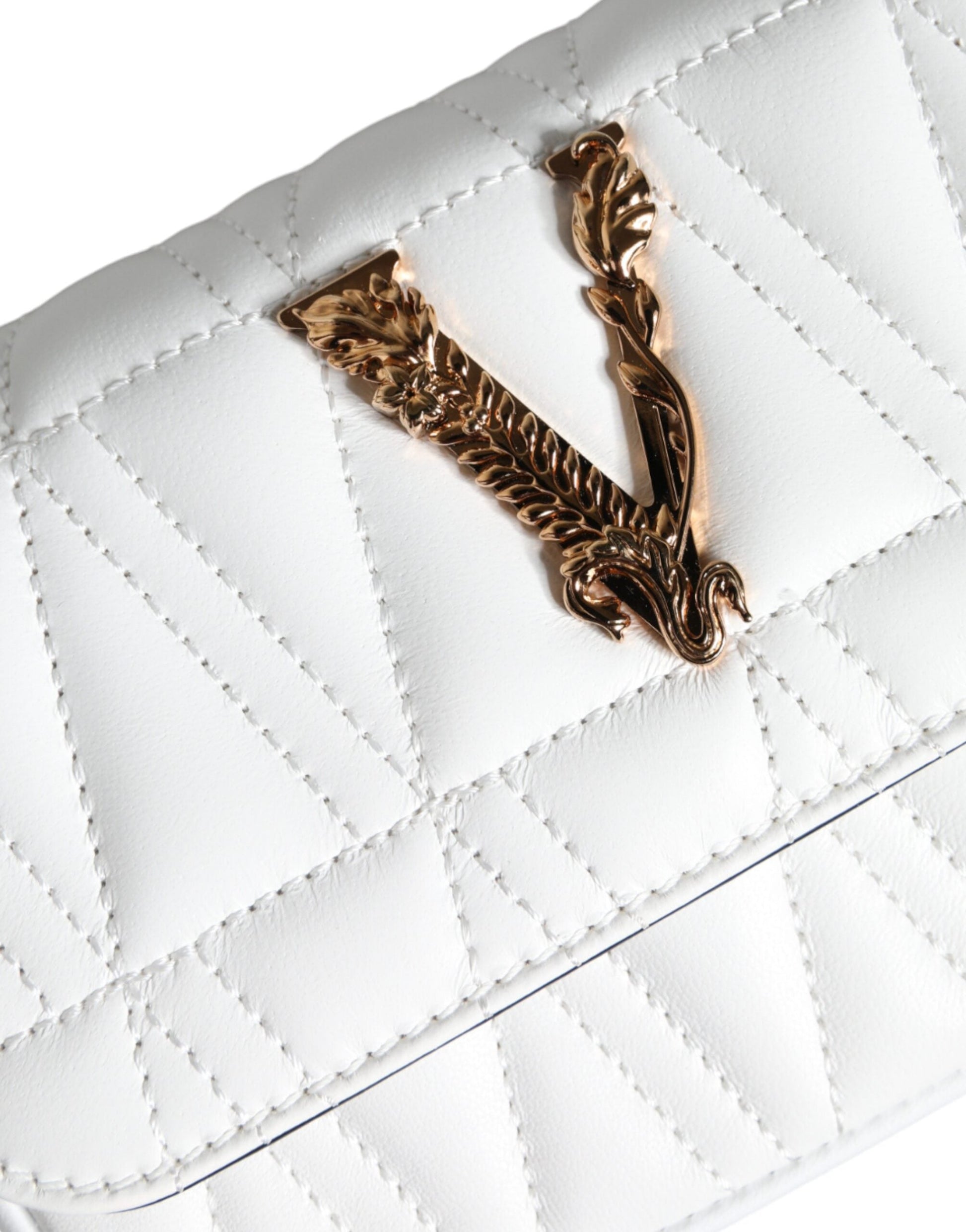 Fashionsarah.com Fashionsarah.com Versace White Quilted Nappa Leather Crossbody Shoulder Bag