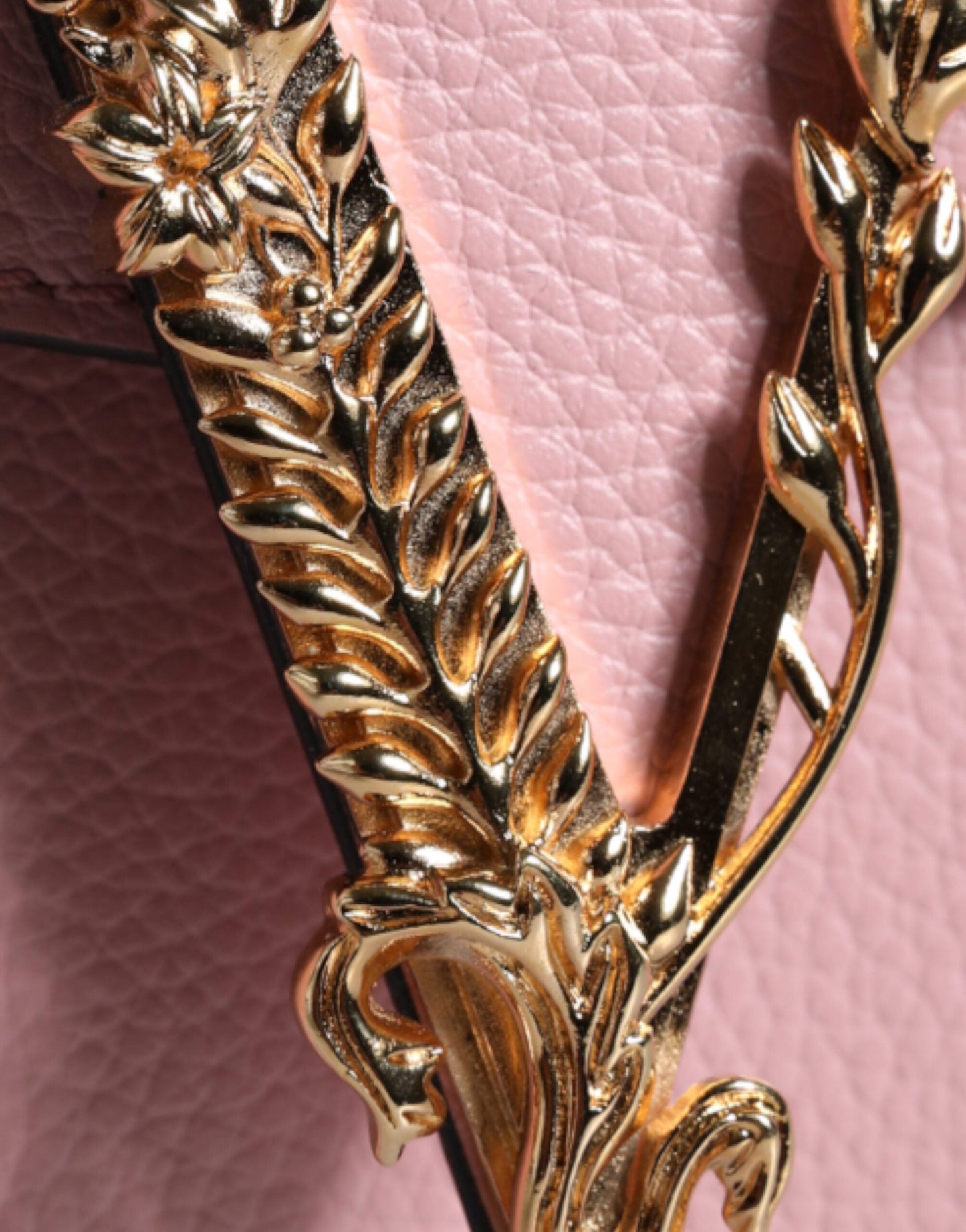 Versace Pink Grainy Calf Leather Logo Crossbody Shoulder Bag | Fashionsarah.com