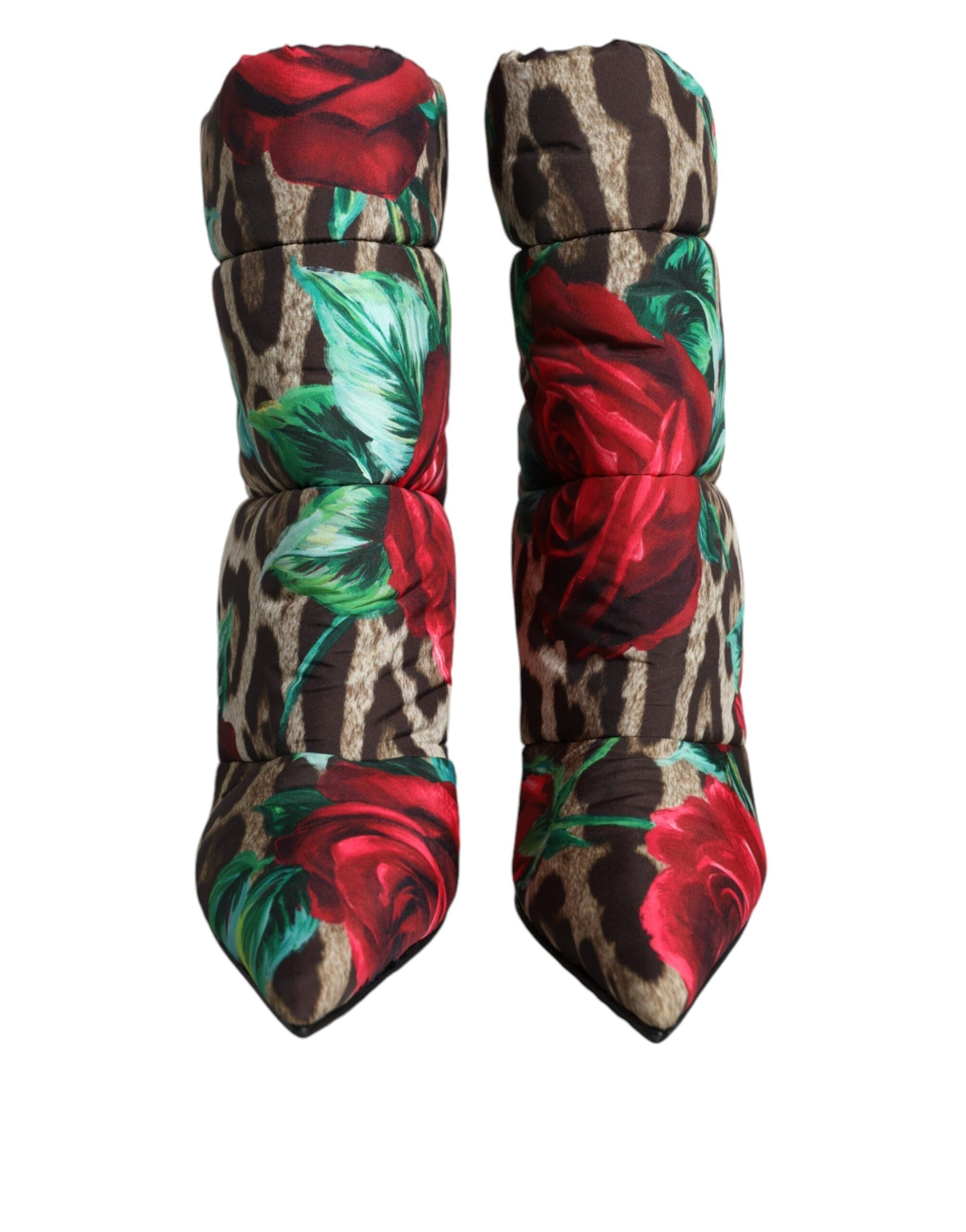 Dolce & Gabbana Multicolor Leopard Rose Mid Calf Boots Shoes | Fashionsarah.com