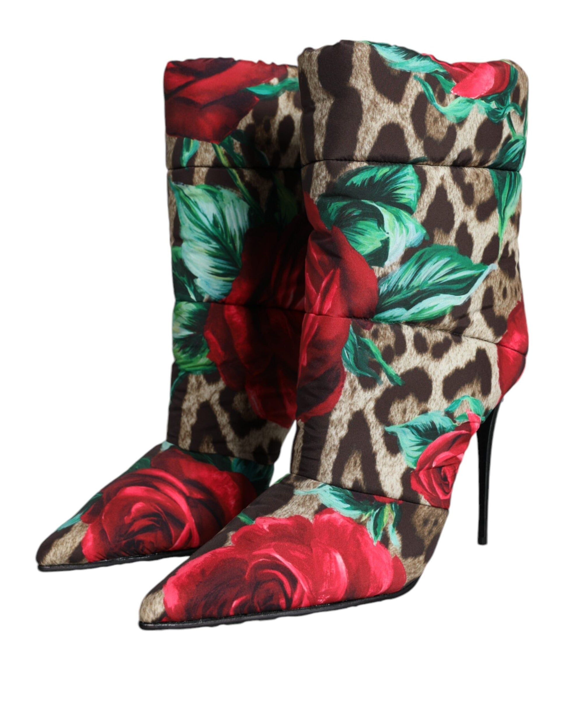 Dolce & Gabbana Multicolor Leopard Rose Mid Calf Boots Shoes | Fashionsarah.com