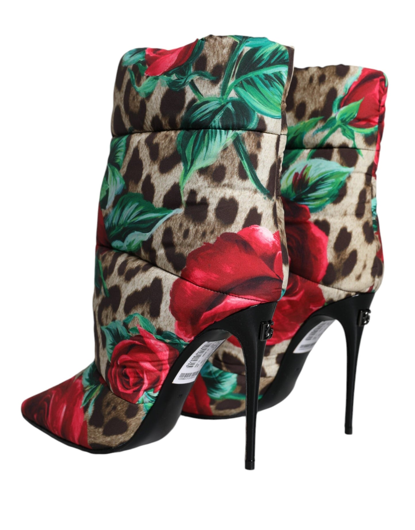 Dolce & Gabbana Multicolor Leopard Rose Mid Calf Boots Shoes | Fashionsarah.com