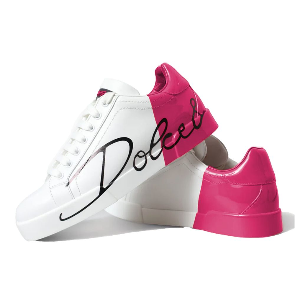 Fashionsarah.com Fashionsarah.com Dolce & Gabbana Fuchsia Leather Di Calfskin Sneaker