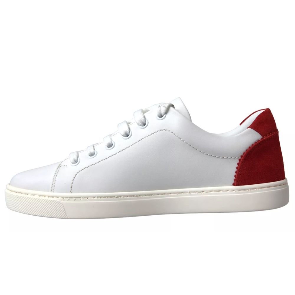 Fashionsarah.com Fashionsarah.com Dolce & Gabbana White Leather Di Calfskin Sneaker