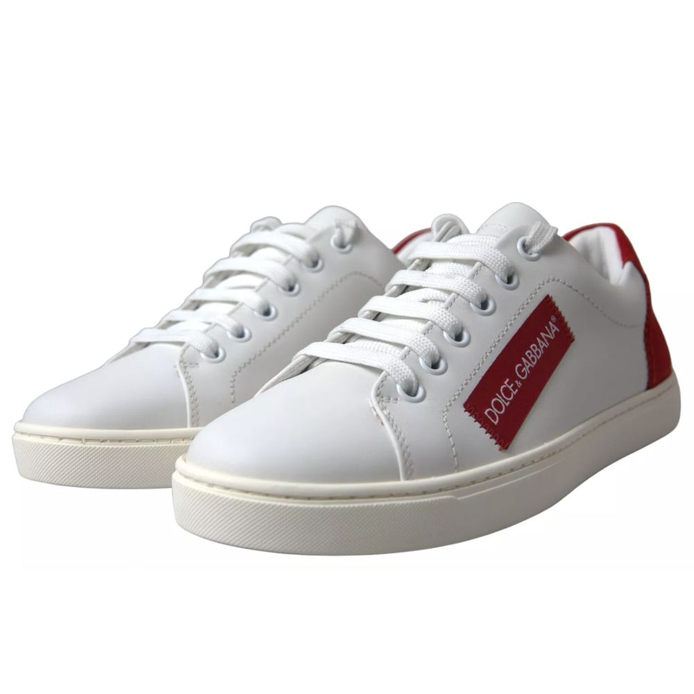 Fashionsarah.com Fashionsarah.com Dolce & Gabbana White Leather Di Calfskin Sneaker