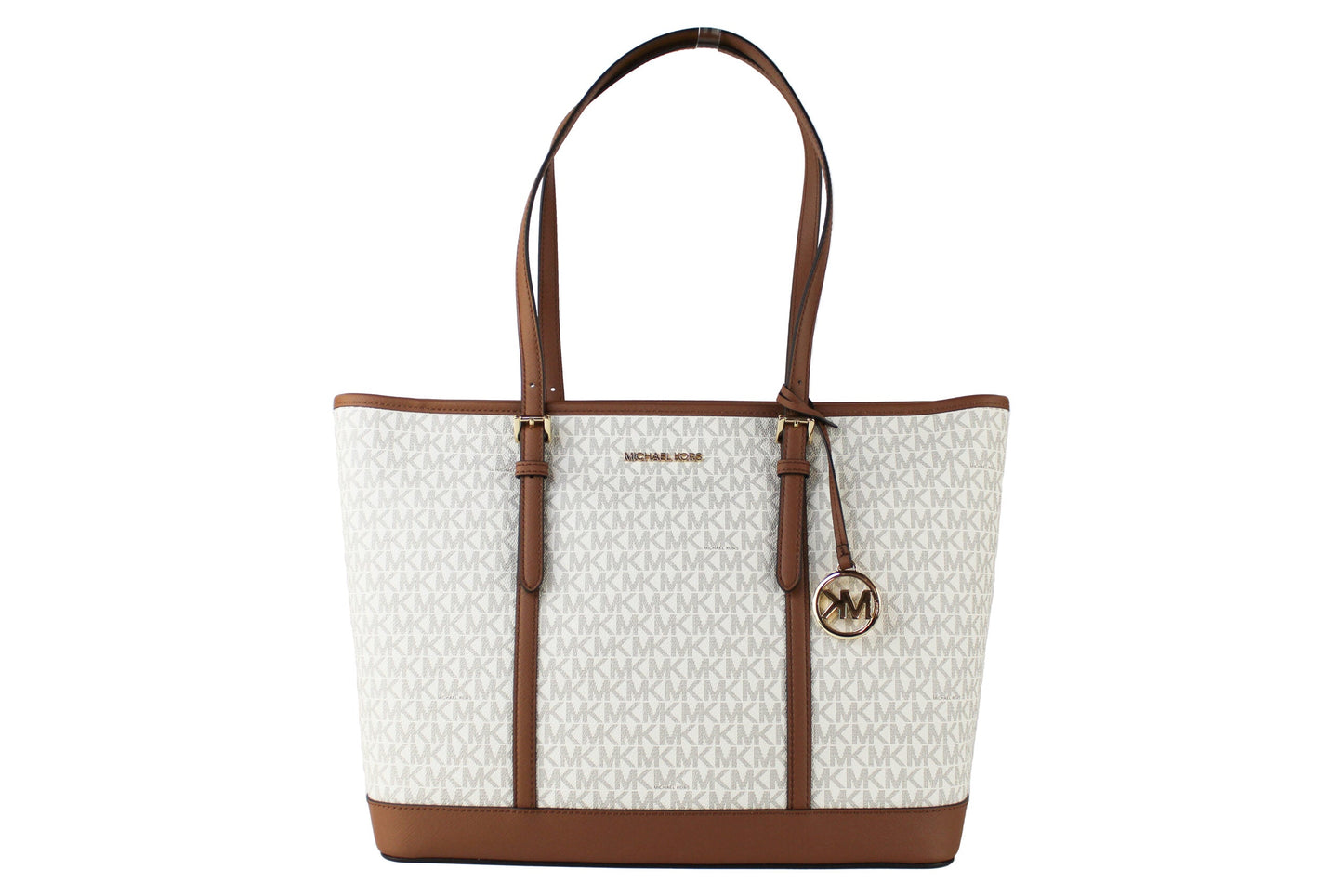 Fashionsarah.com Fashionsarah.com Michael Kors Jet Set Travel Large Vanilla Signature PVC TZ Shoulder Tote Handbag