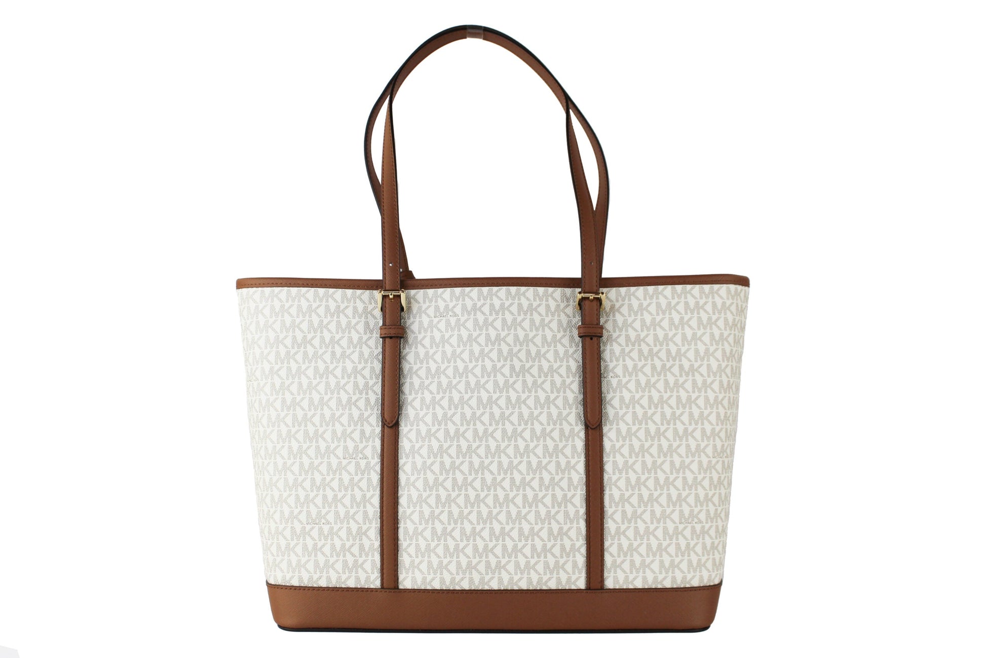 Fashionsarah.com Fashionsarah.com Michael Kors Jet Set Travel Large Vanilla Signature PVC TZ Shoulder Tote Handbag