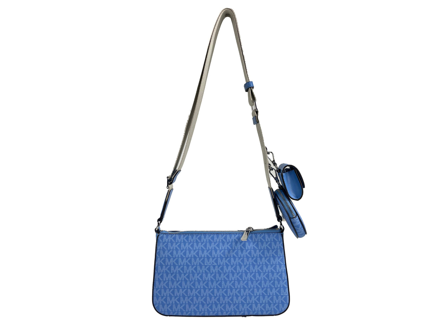 Fashionsarah.com Fashionsarah.com Michael Kors Jet Set Signature PVC Crossbody Tech Attachment Bag Purse Blue