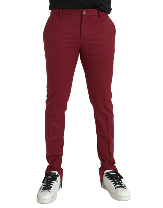 Fashionsarah.com Fashionsarah.com Dolce & Gabbana Red Wool Men Slim Fit Dress Pants