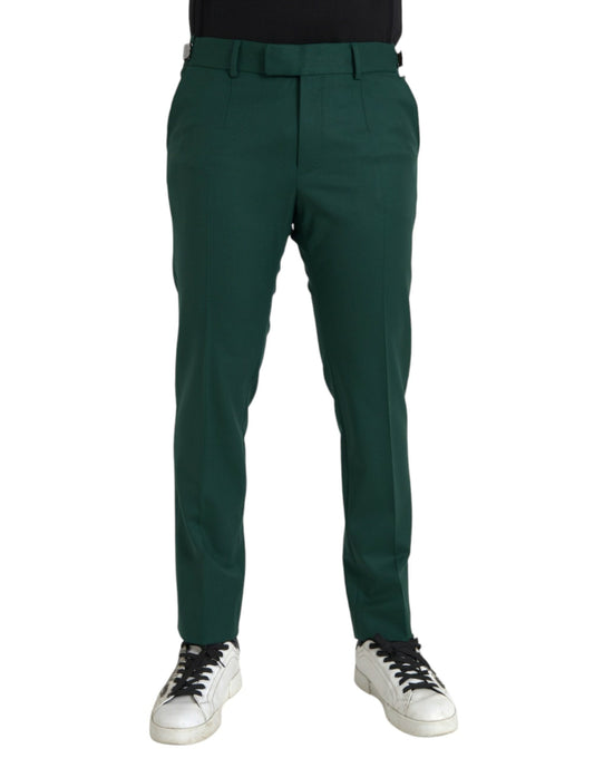 Fashionsarah.com Fashionsarah.com Dolce & Gabbana Green Wool Men Slim Fit Chino Pants