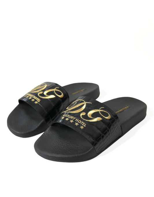 Dolce & Gabbana Black Luxury Hotel Beachwear Sandals Shoes | Fashionsarah.com