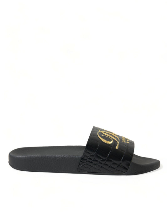 Dolce & Gabbana Black Luxury Hotel Beachwear Sandals Shoes | Fashionsarah.com