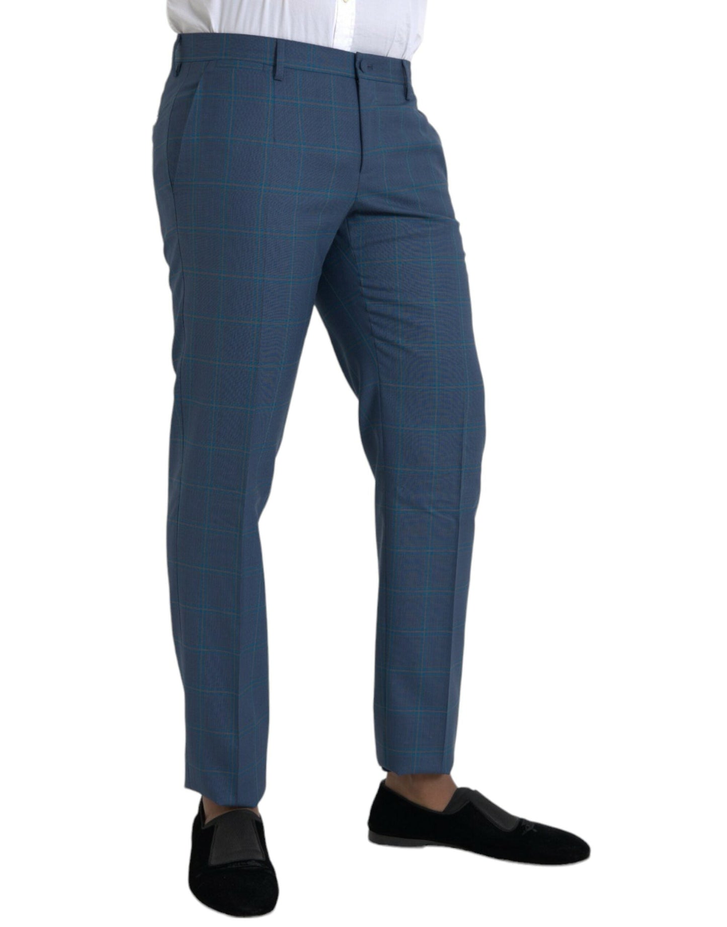Fashionsarah.com Fashionsarah.com Dolce & Gabbana Blue Checkered Wool Men Dress Pants