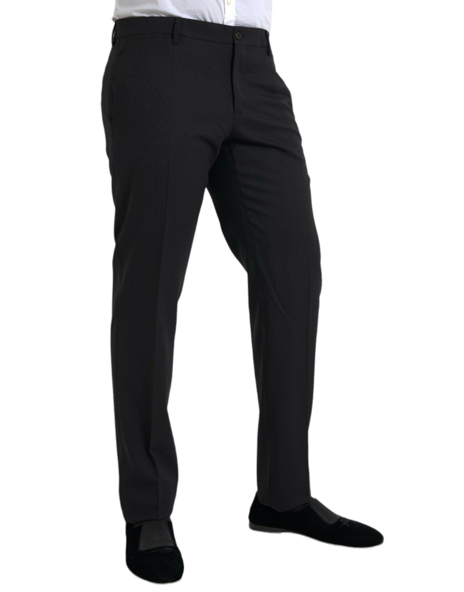 Fashionsarah.com Fashionsarah.com Dolce & Gabbana Black Wool Men Skinny Dress Pants