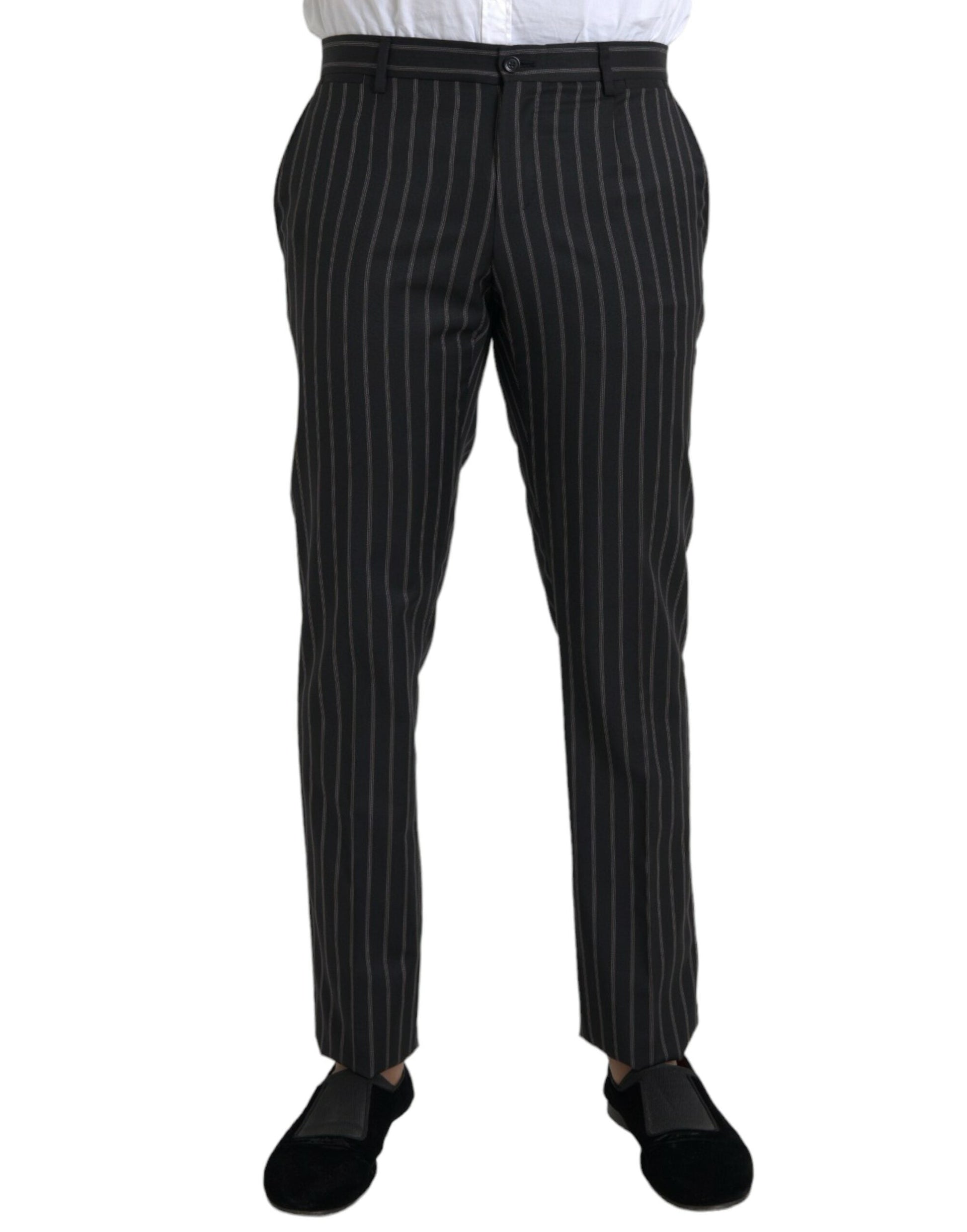 Fashionsarah.com Fashionsarah.com Dolce & Gabbana Black Striped Wool Skinny Dress Pants