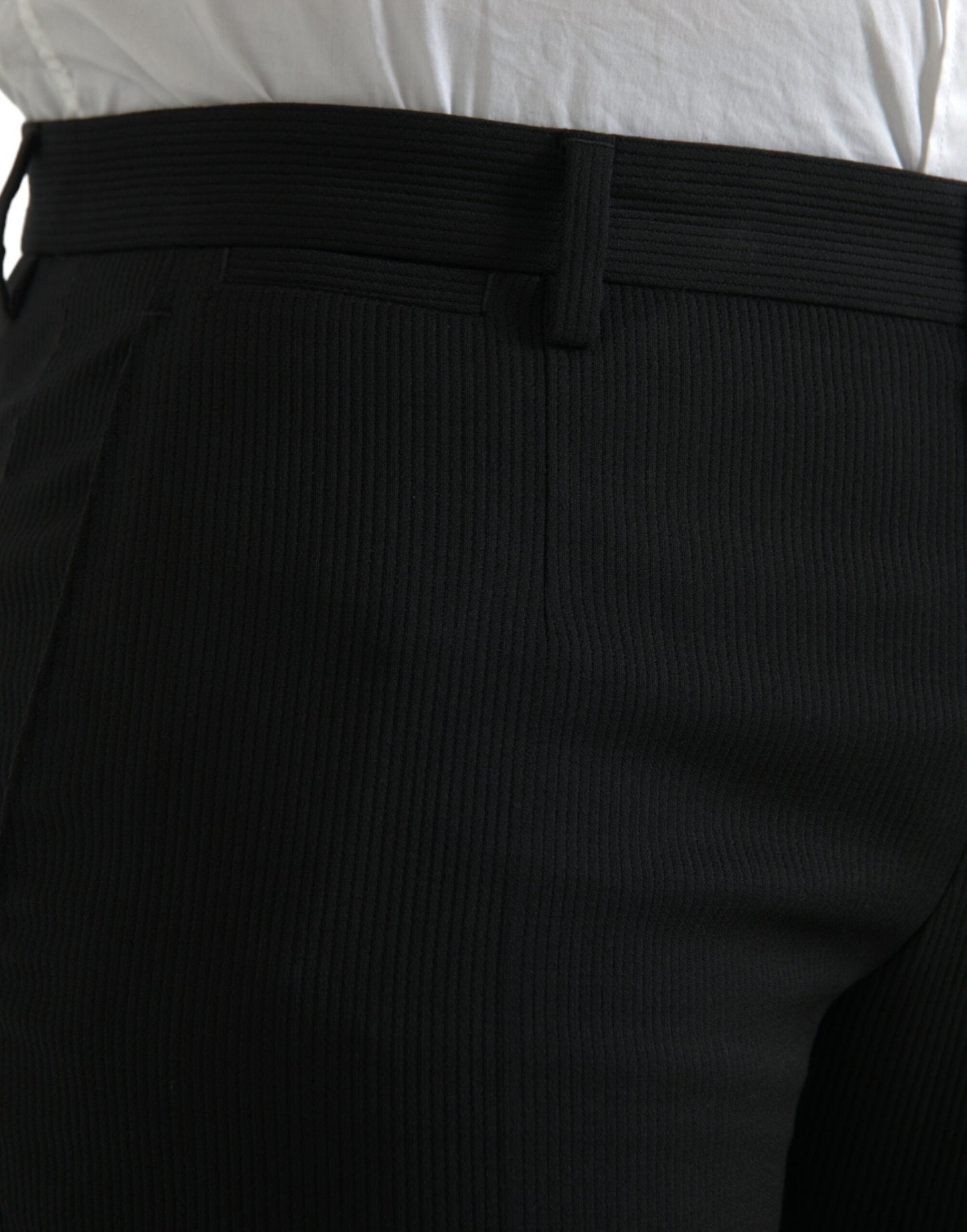 Fashionsarah.com Fashionsarah.com Dolce & Gabbana Black Wool Stretch Men Skinny Pants