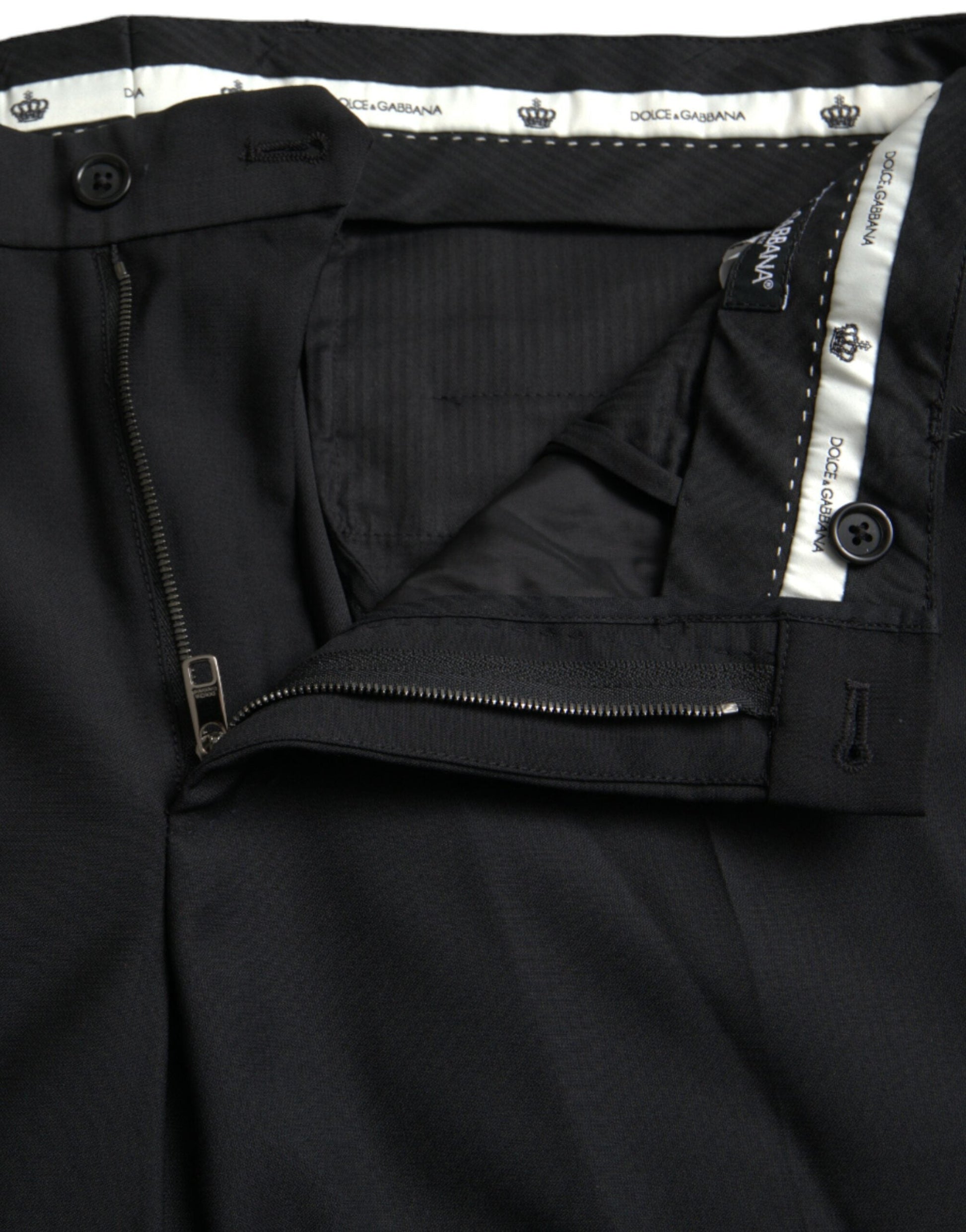 Fashionsarah.com Fashionsarah.com Dolce & Gabbana Black Wool Men Skinny Dress Pants
