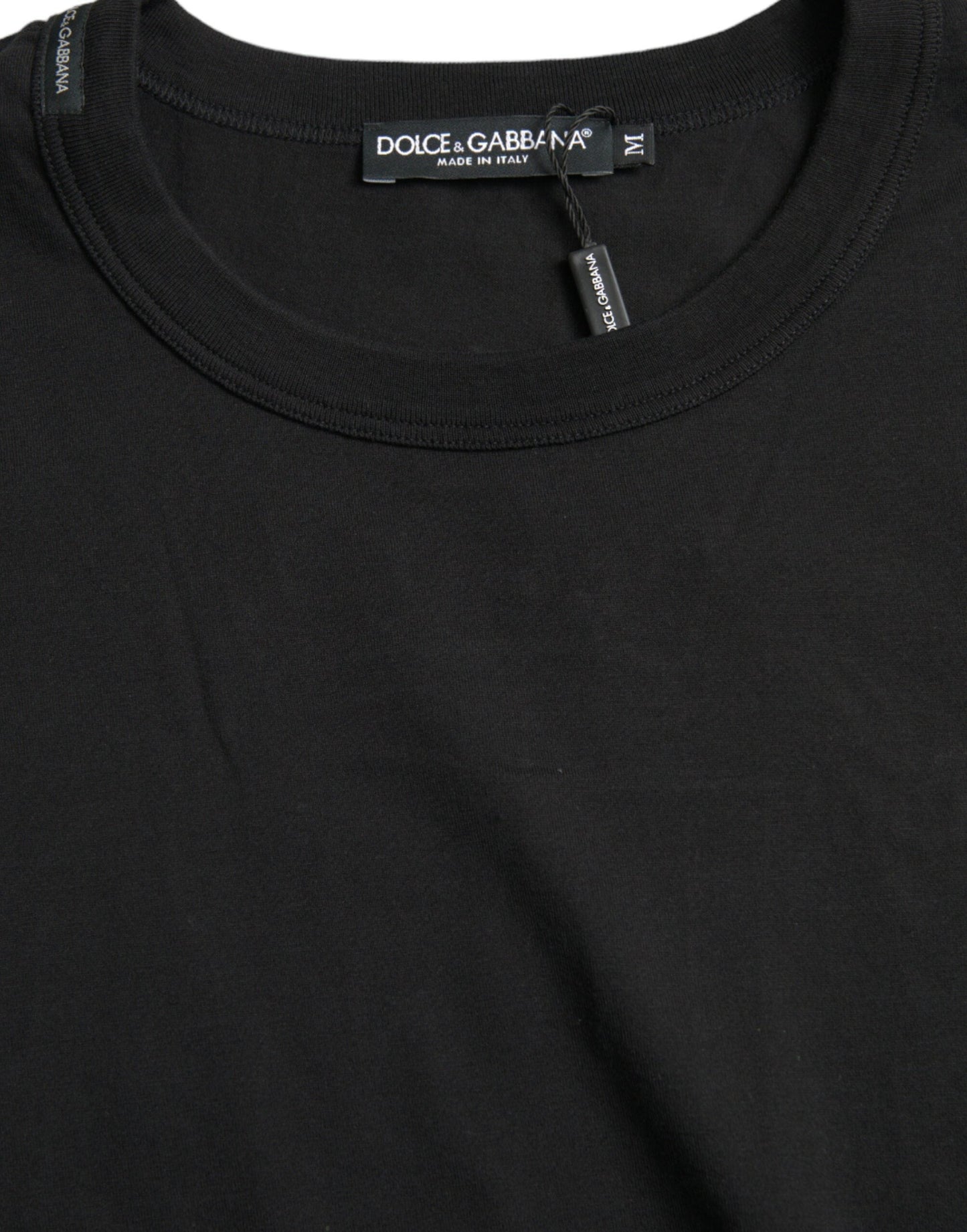 Dolce & Gabbana Black Logo Embossed Crew Neck Short Sleeves T-shirt | Fashionsarah.com