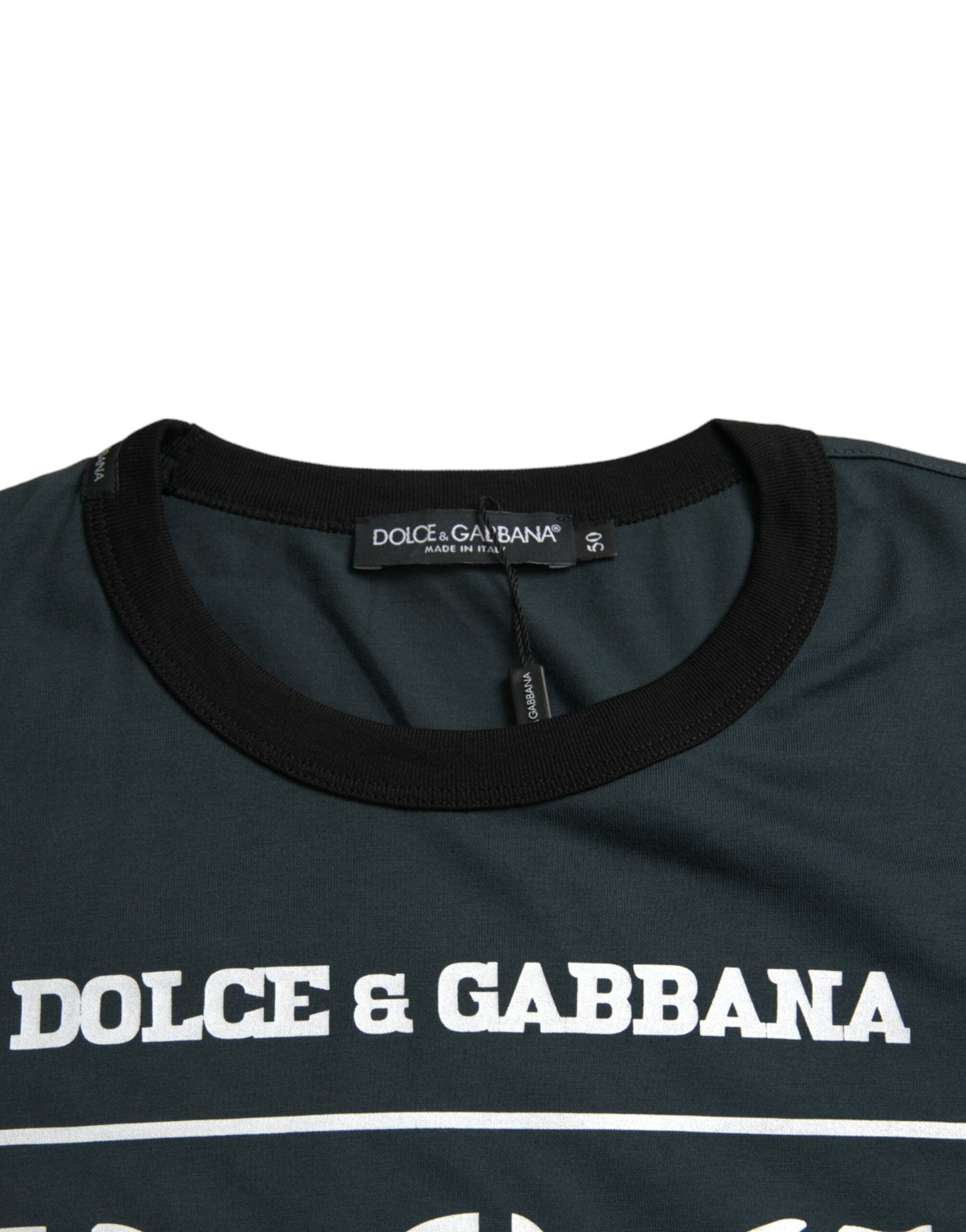 Dolce & Gabbana Blue Graphic Print Cotton Crew Neck T-shirt | Fashionsarah.com