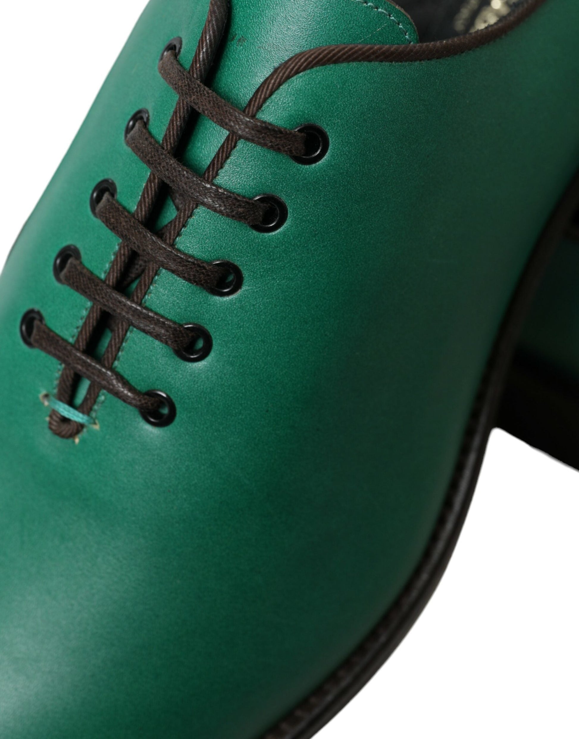 Fashionsarah.com Fashionsarah.com Dolce & Gabbana Green Leather Lace Up Oxford Dress Shoes