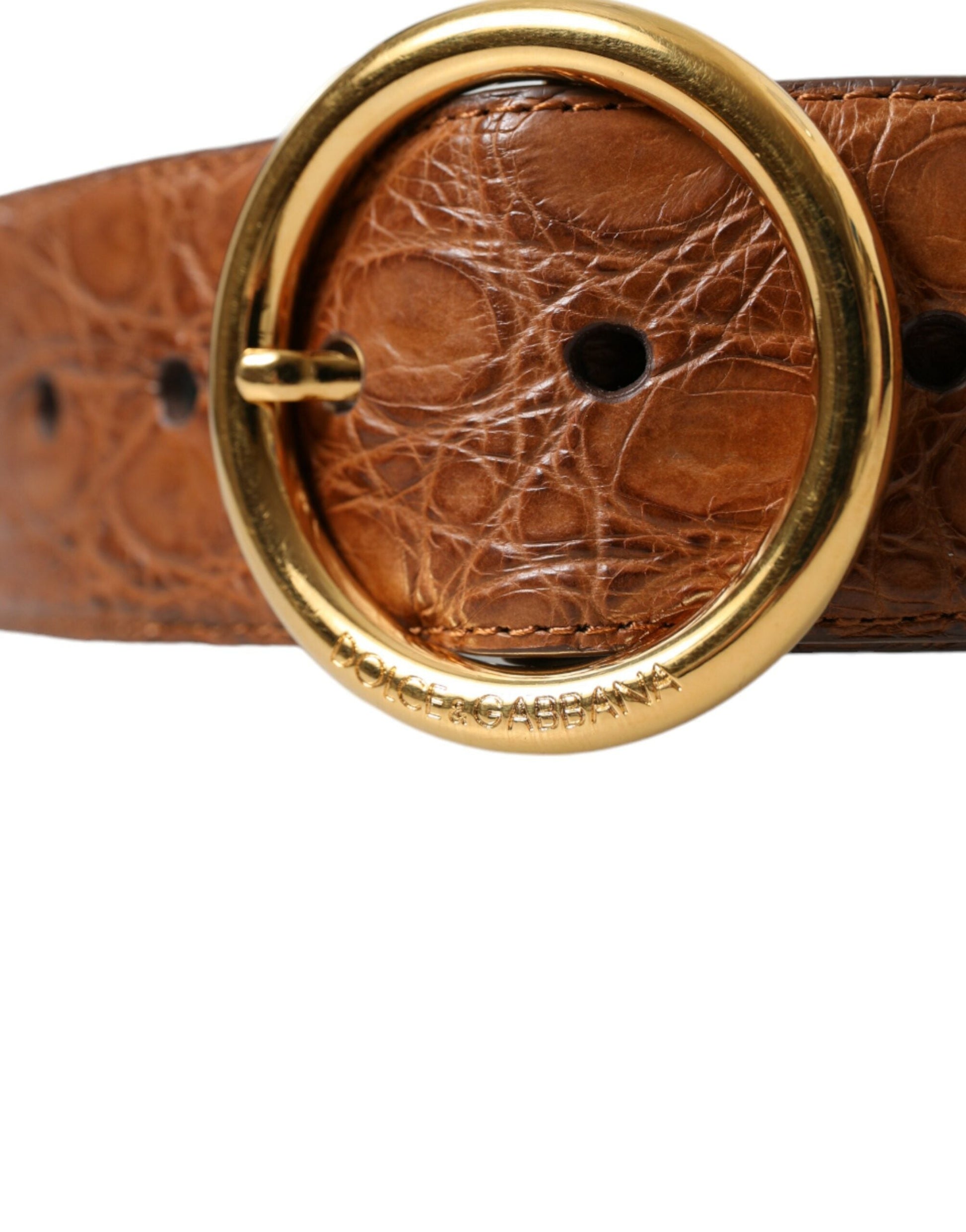 Fashionsarah.com Fashionsarah.com Dolce & Gabbana Elegant Exotic Leather Belt - Rich Brown