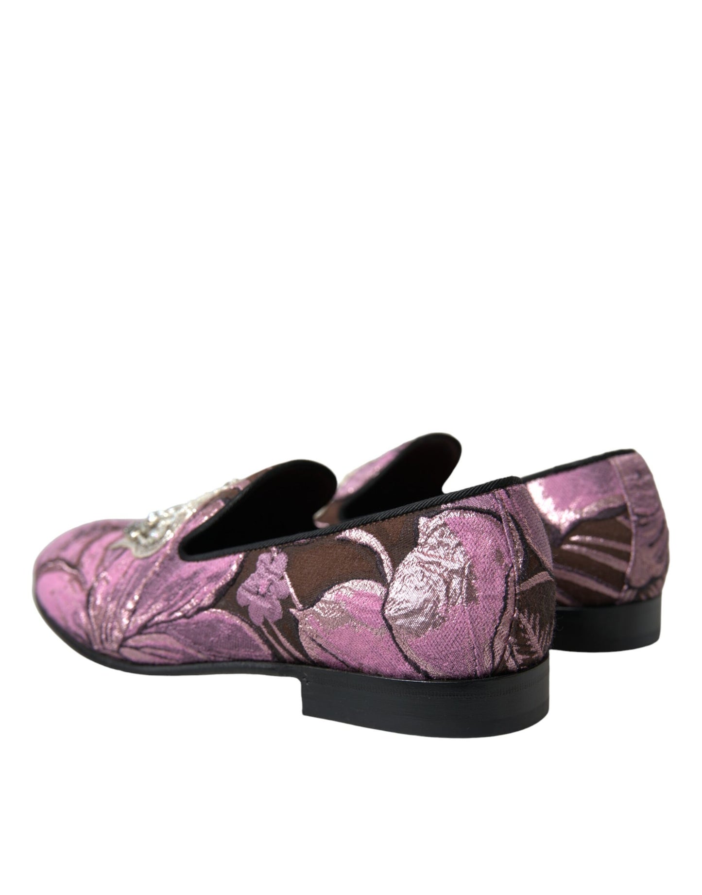 Fashionsarah.com Fashionsarah.com Dolce & Gabbana Pink Printed Crystal Embellished Loafers Dress Shoes